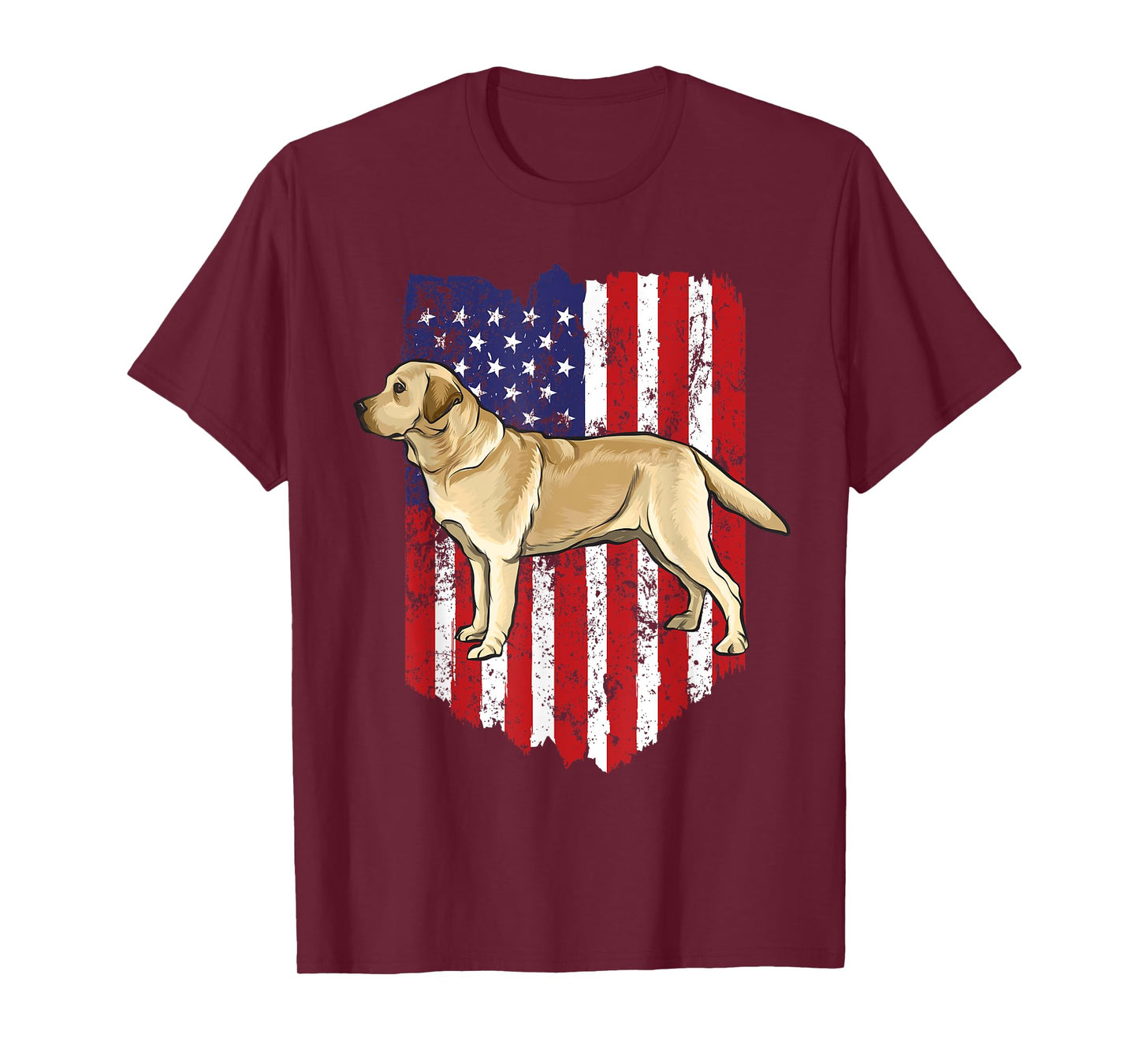 American Flag Yellow Labrador Retriever 4th Of July USA T-Shirt