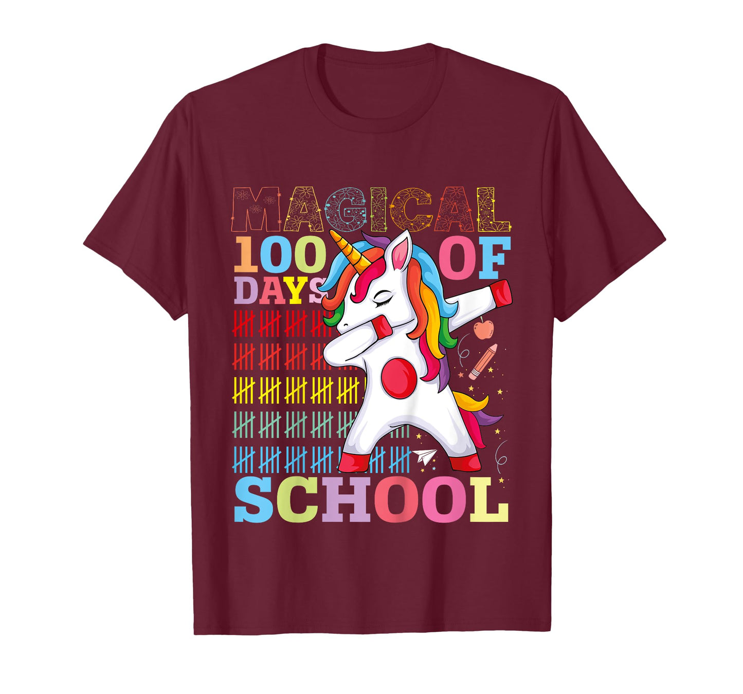 Unicorn Magical 100th Day of School Gift Boys Girls Kids T-Shirt