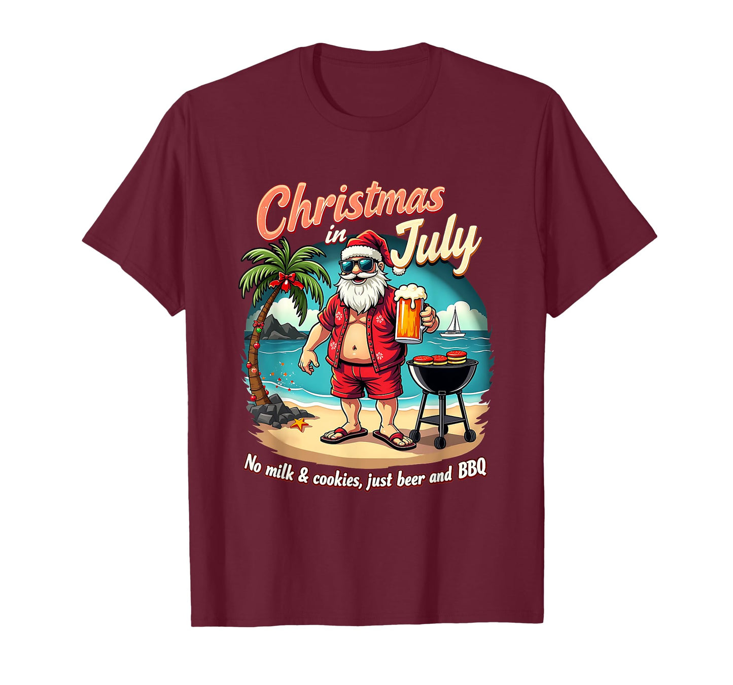 Christmas In July Funny Santa No Milk Cookies Just BBQ T-Shirt