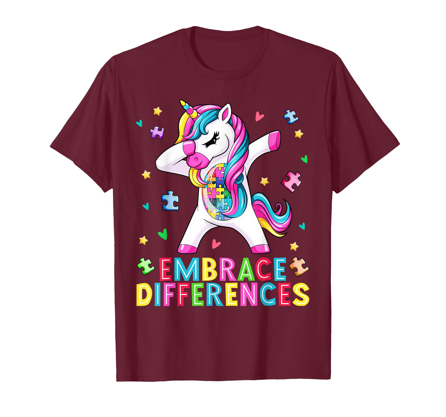 Funny Autism Awareness Cute Dabbing Unicorn Women Kids Girls T-Shirt