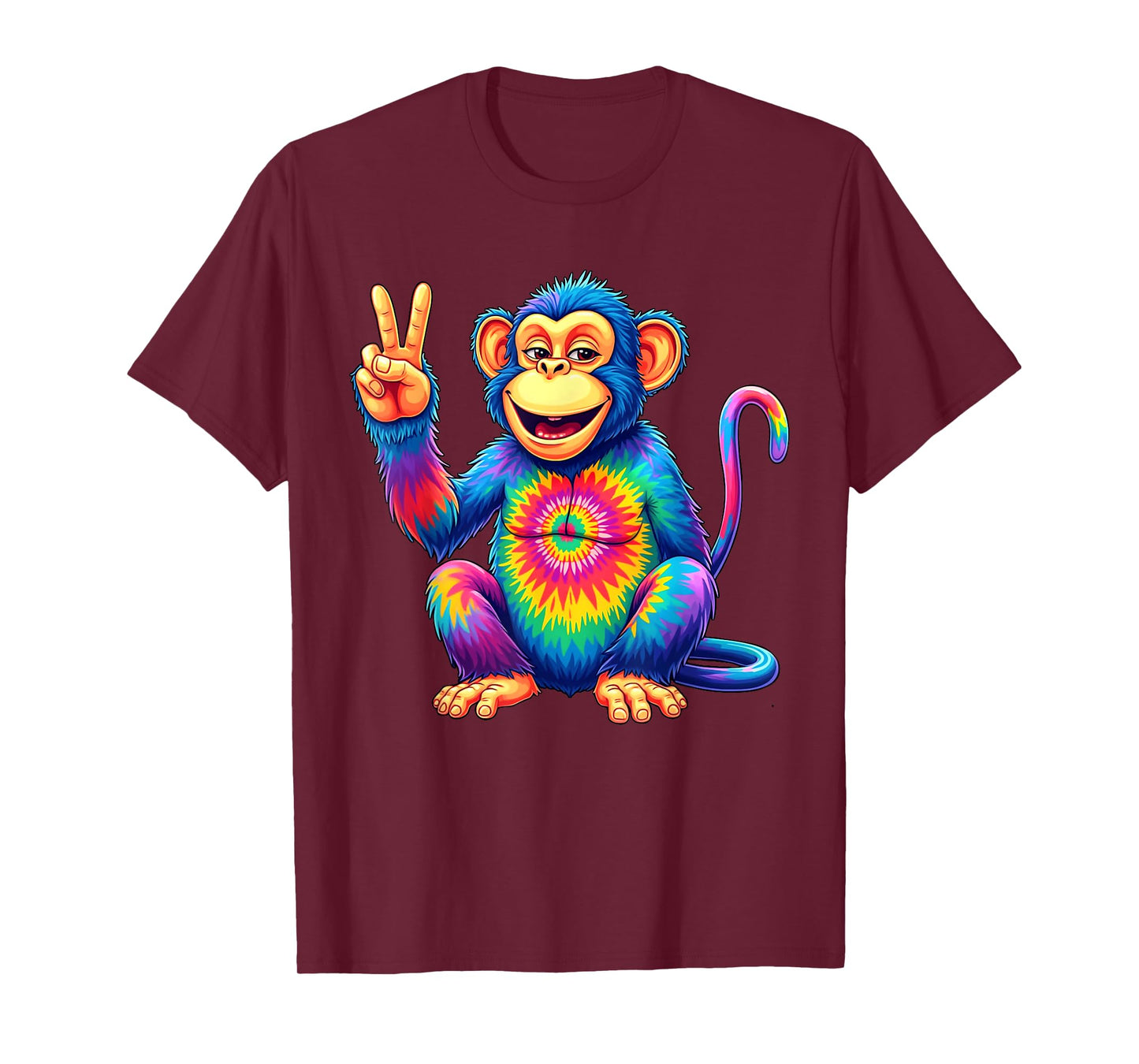 Tie Dye Monkey Colorful Hippie Monkey Rainbow T-Shirt