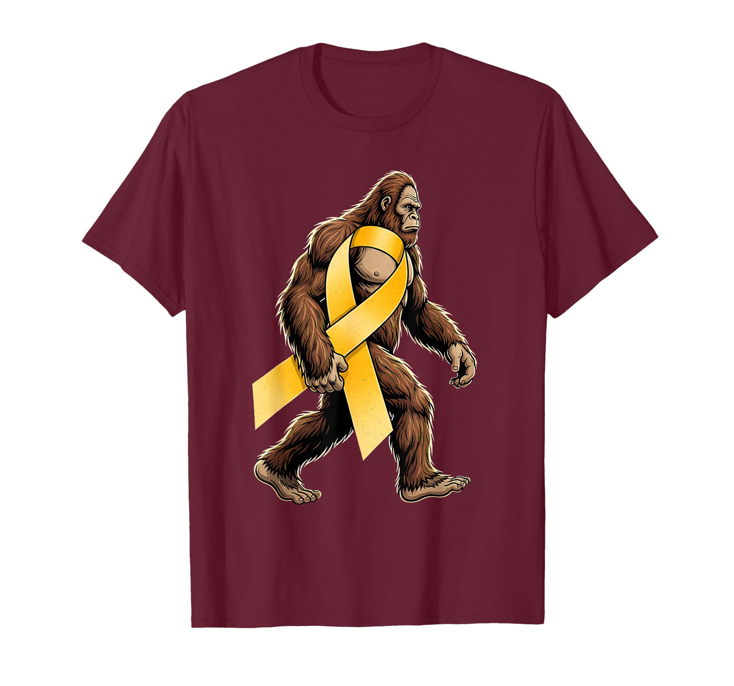 Bigfoot Sasquatch Childhood Cancer Awareness Gold Ribbon Boy T-Shirt
