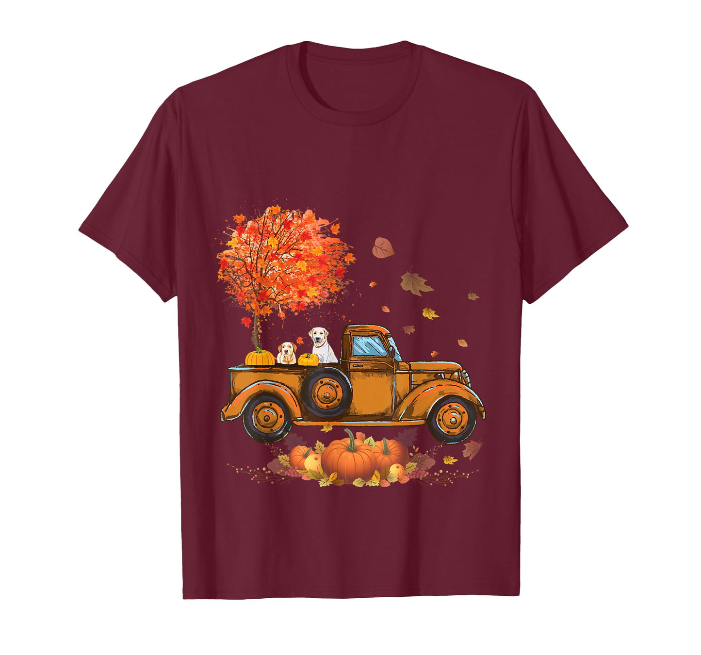 Labrador Retriever Pumpkins Truck Autumn Leaf Fall gifts T-Shirt