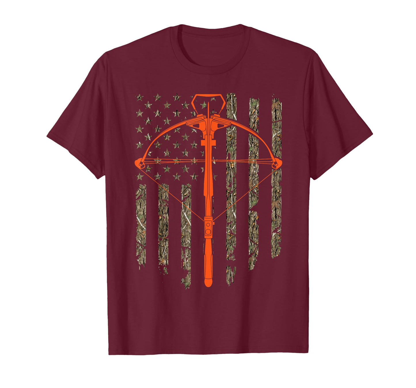 Crossbow Archery Bow Hunting Camo American Flag Distressed T-Shirt for Women Men