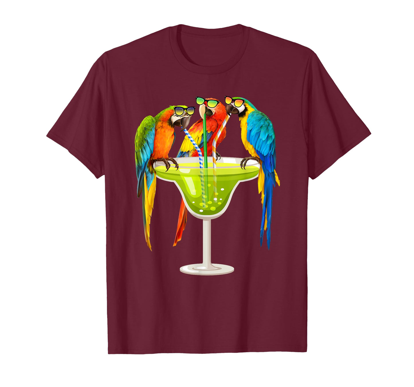 Parrots Drinking Margarita On Summer Vacation Birds Tee Gift T-Shirt