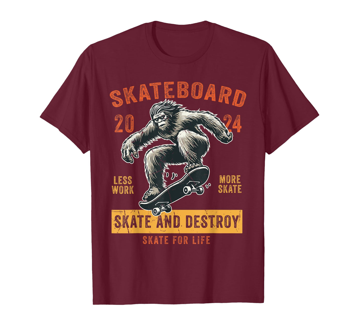 Skateboard Funny Skateboarding Vintage Bigfoot Skater T-Shirt