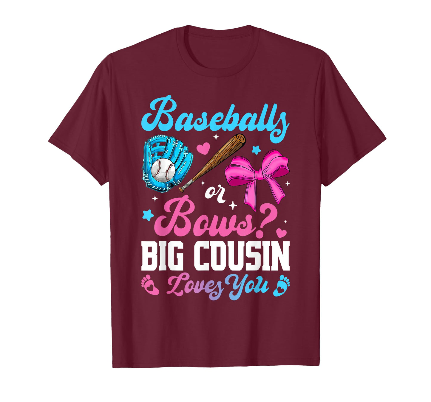 Baseball Or Bows Big Cousin Loves You Funny Gender Reveal T-Shirt