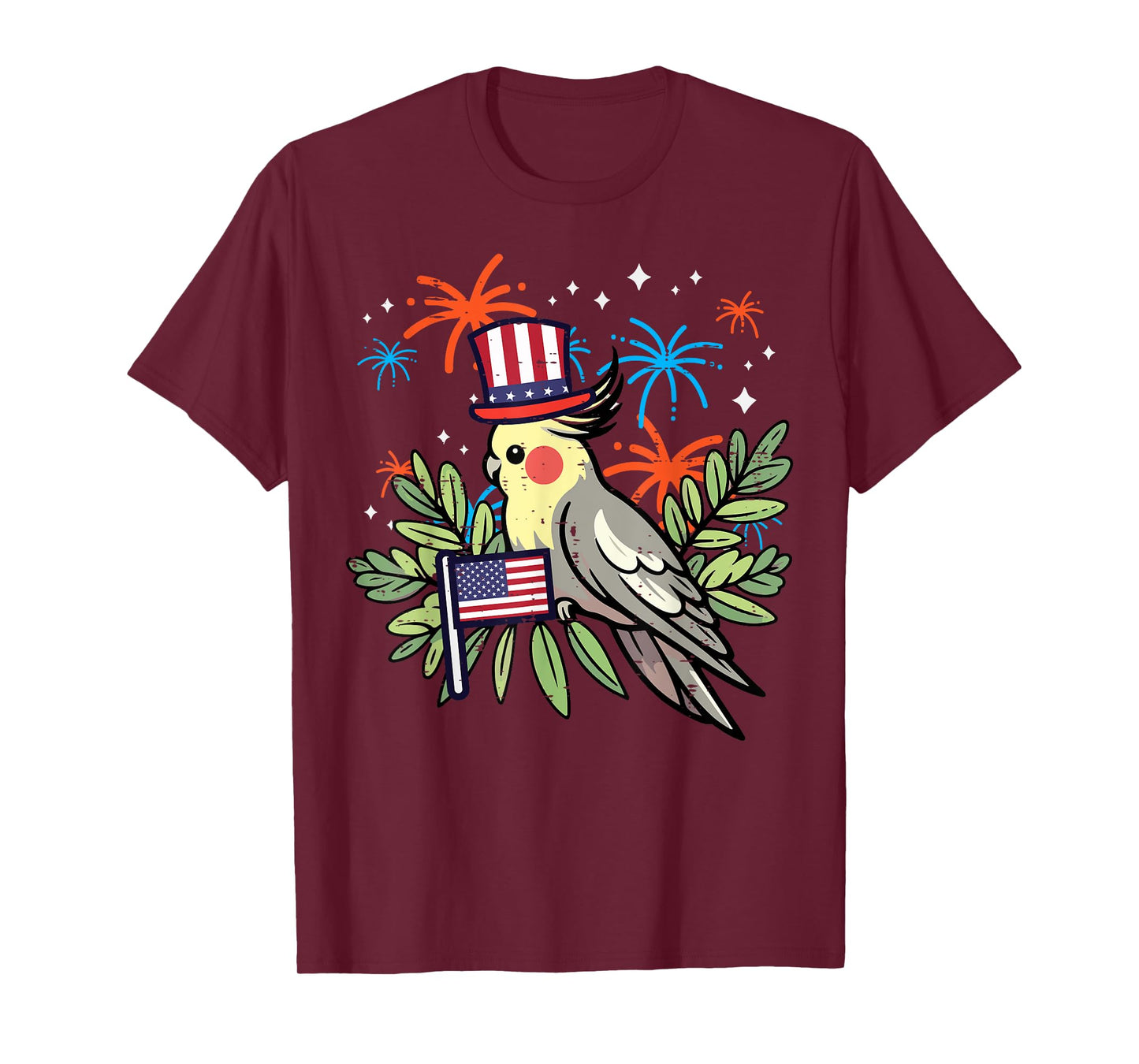 4th Of July Bird Cockatiel Independence Men Women Kids T-Shirt