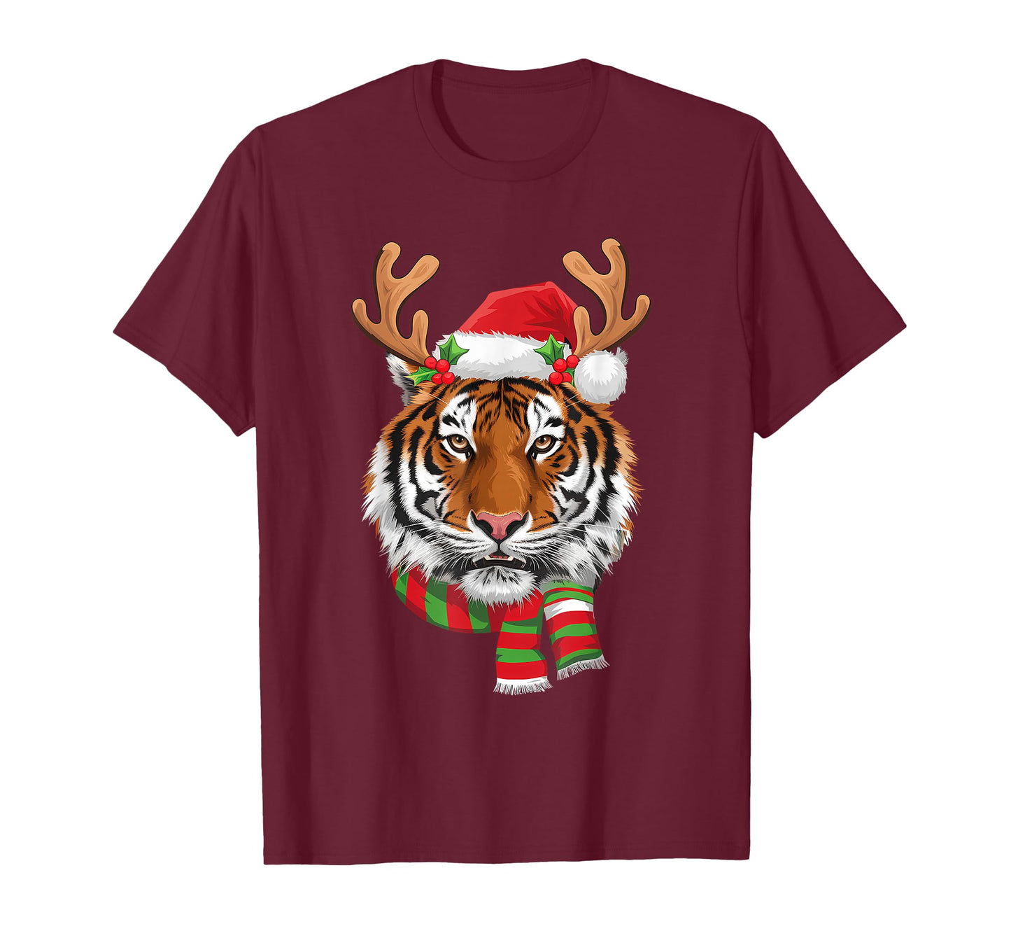 Tiger Reindeer Christmas - Santa Tiger Xmas Tiger Lover T-Shirt