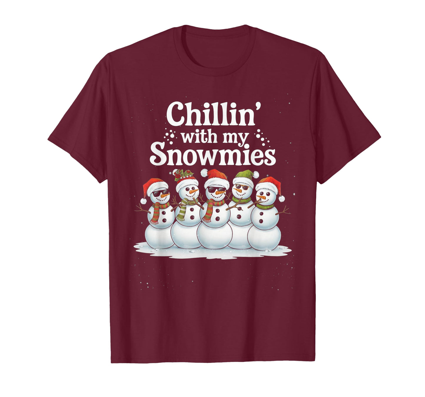 Snowman Christmas Chillin With My Snowmies Kids Boys Girls T-Shirt