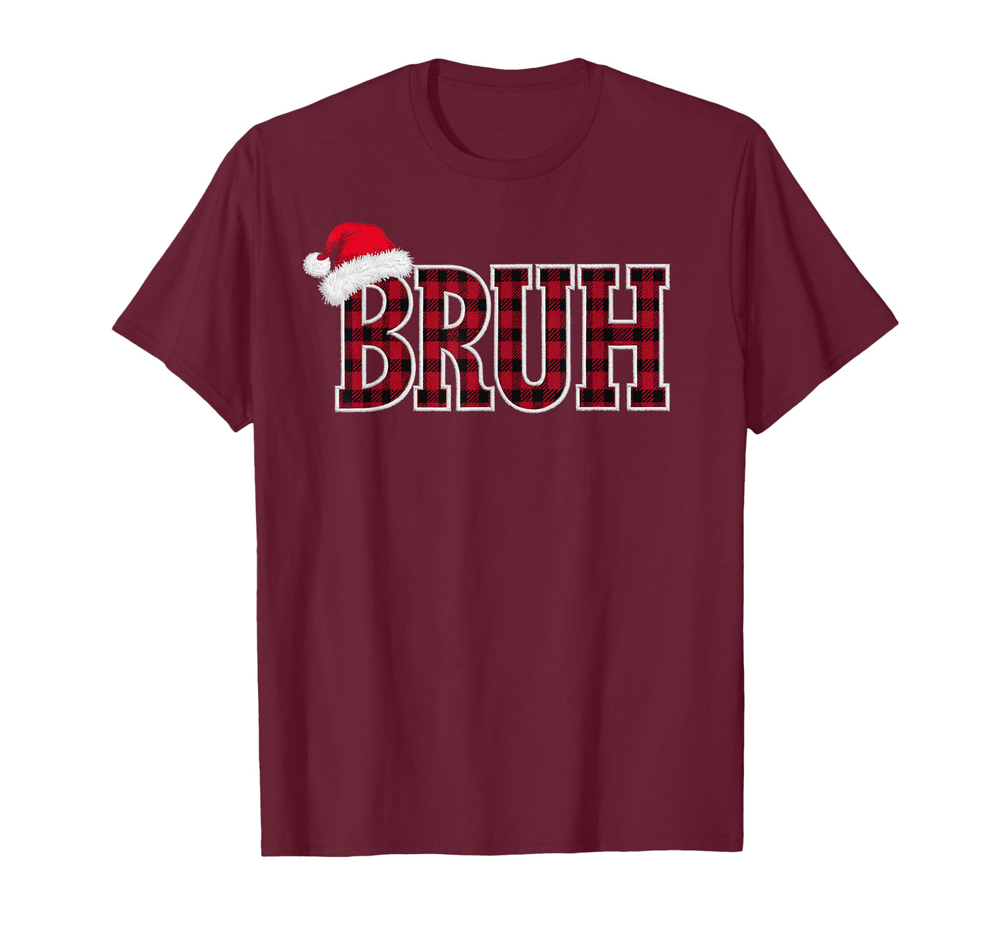 Bruh Funny Christmas Plaid Xmas Pajamas Teens Boys Kids T-Shirt