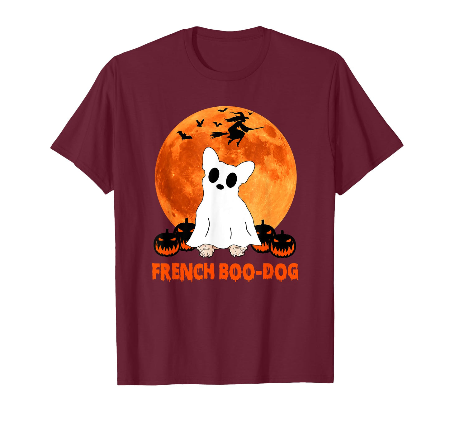French Boo-Dog Funny French Bulldog Halloween Men Women Kids T-Shirt