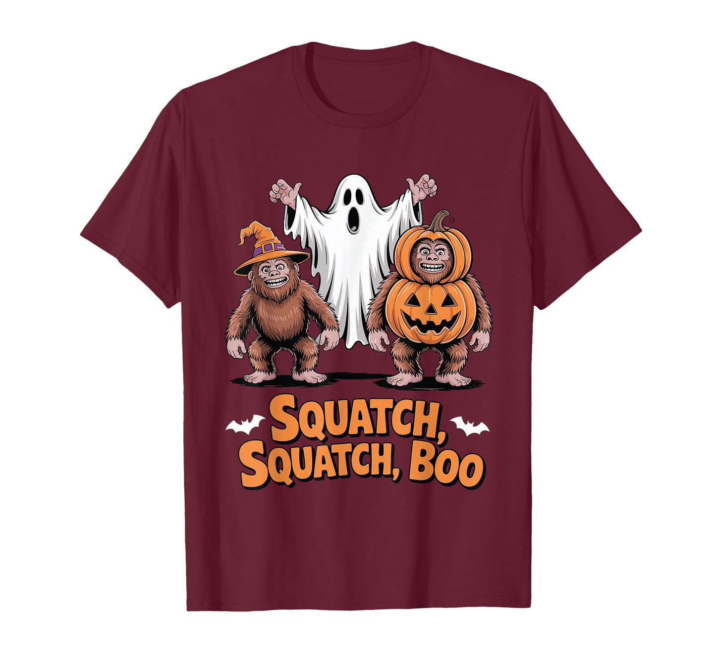 Bigfoot Ghost Halloween Boo Costume Funny Squatch Pumpkin T-Shirt