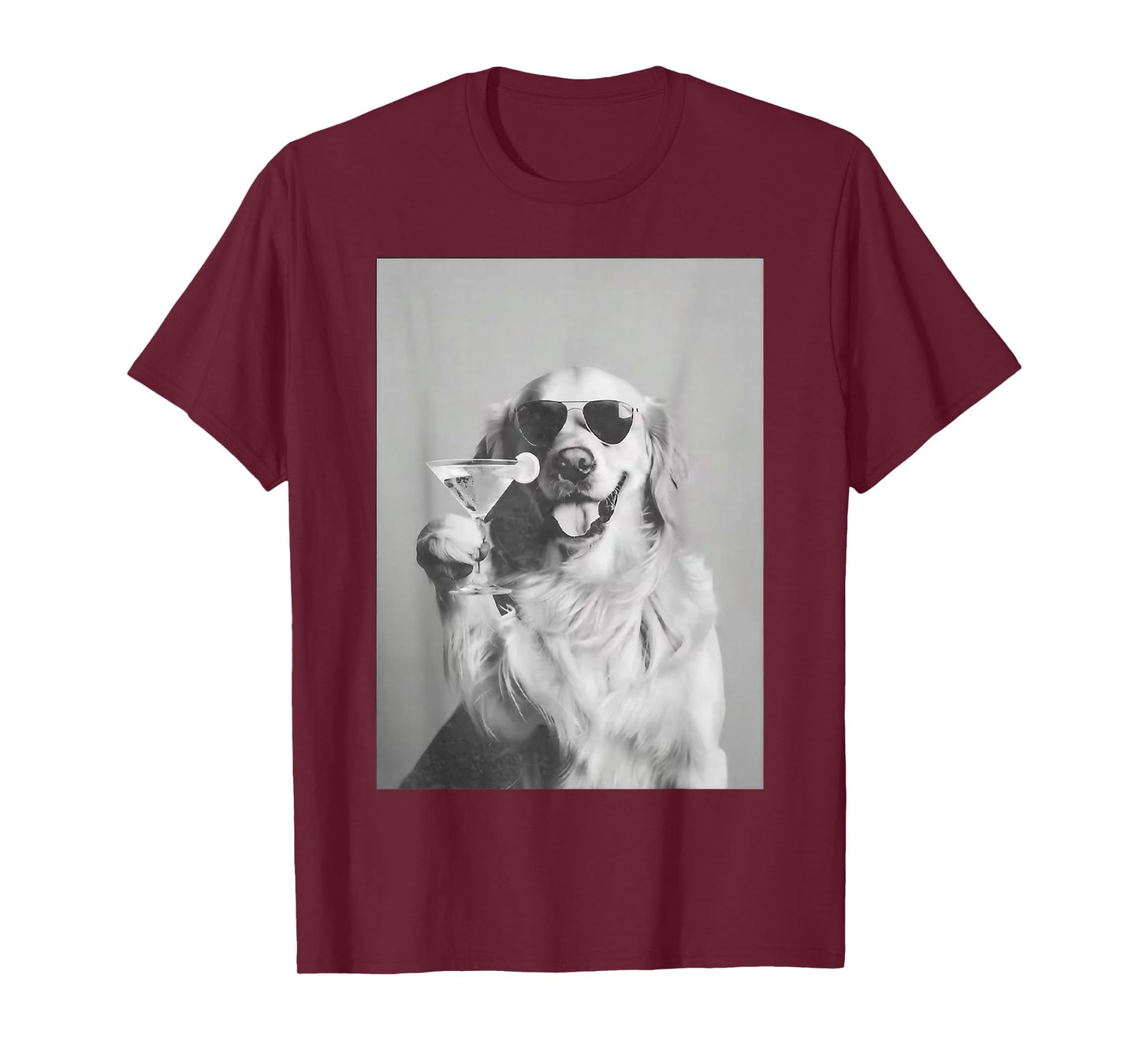 Funny Cocktail Dog Golden Retriever With Sunglasses Martini T-Shirt