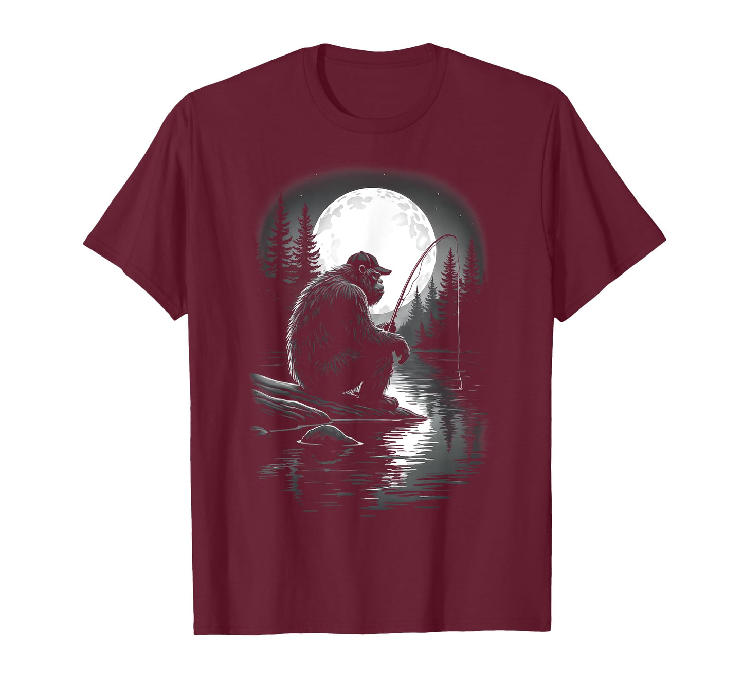 Bigfoot Fishing Sasquatch Funny Fisherman Bigfoot T-Shirt