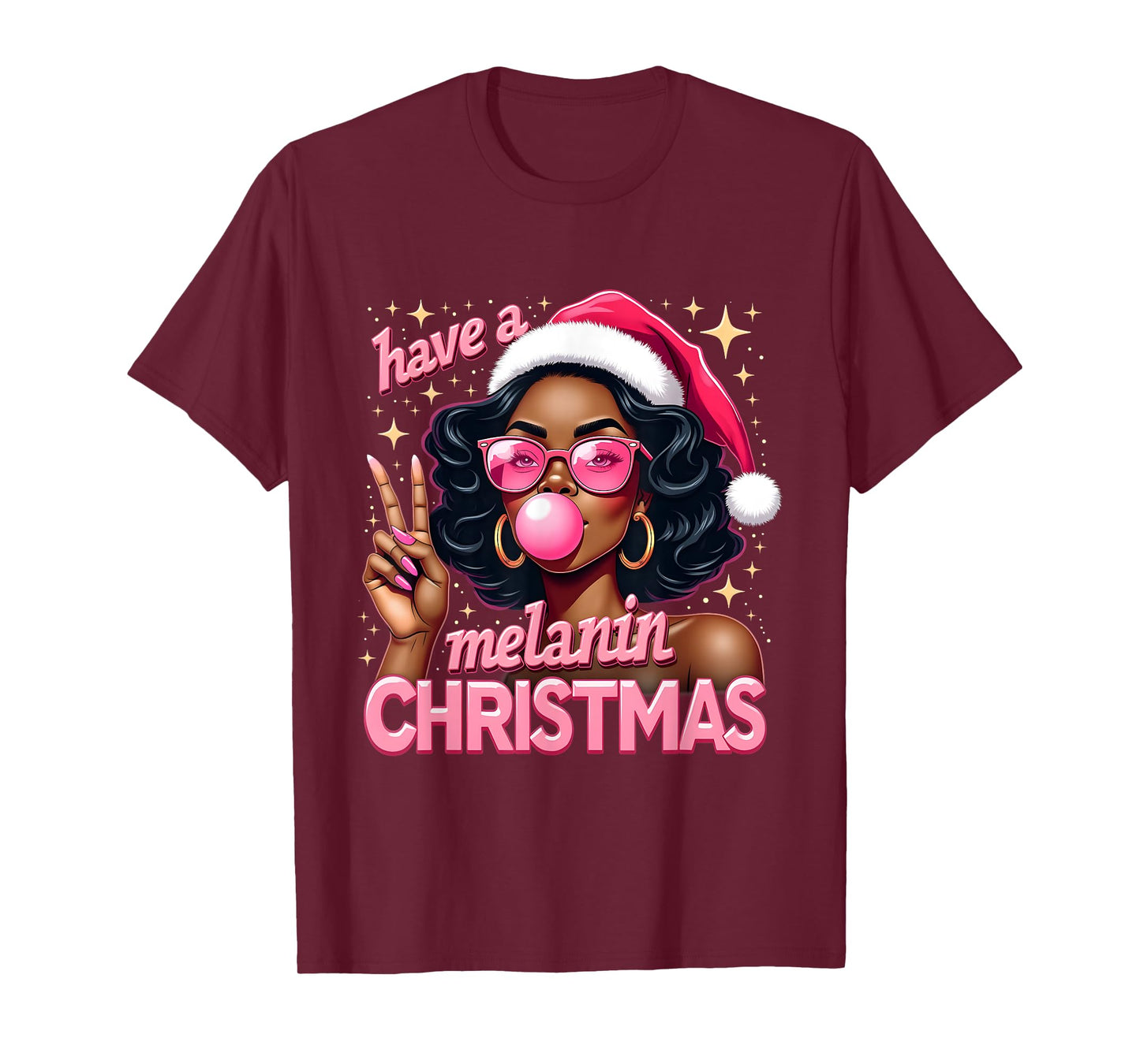 Have A Melanin Christmas Black African American Woman T-Shirt