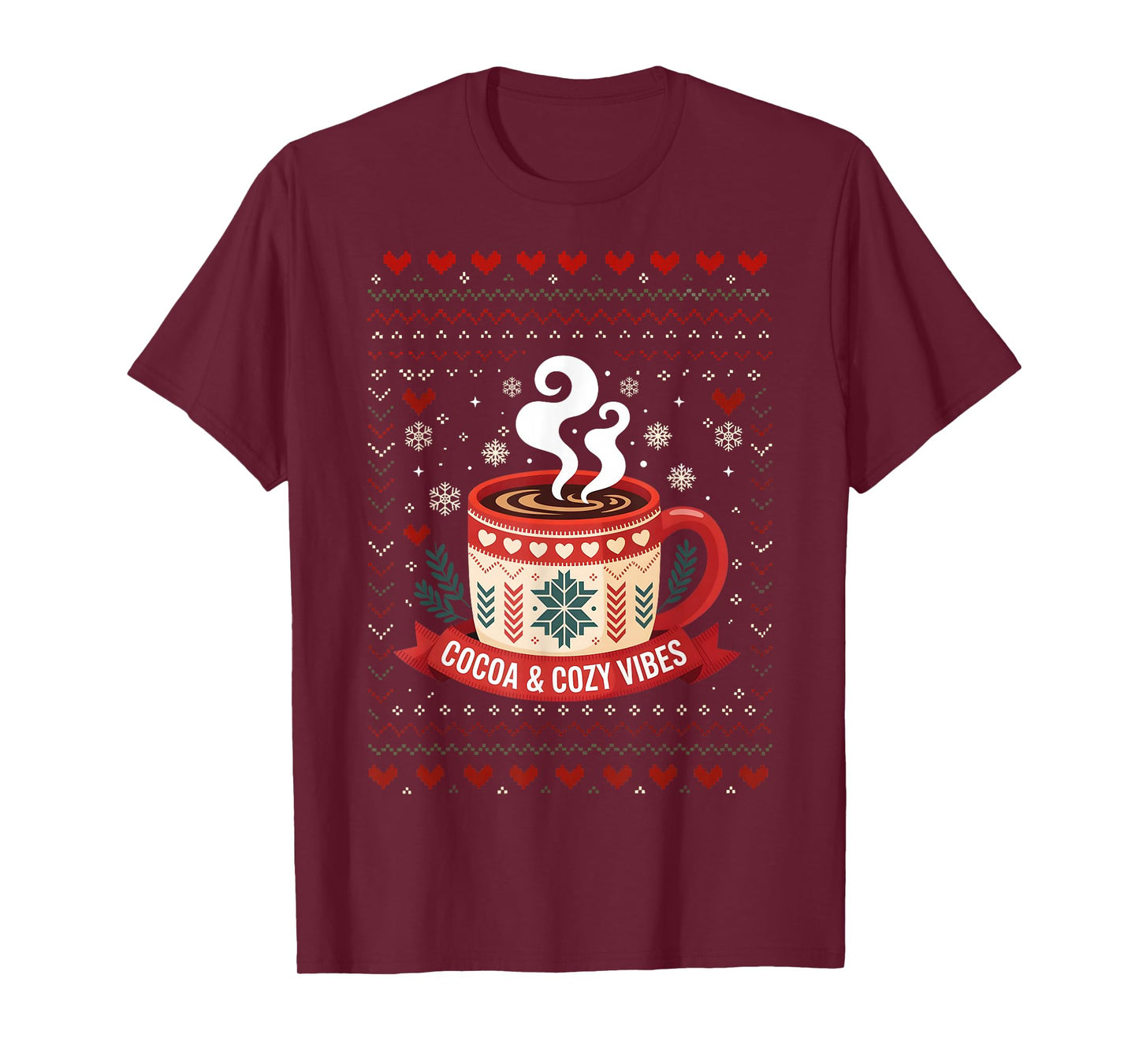 Cocoa Cozy Vibes Snowflake Fall Hot Chocolate Christmas Xmas T-Shirt