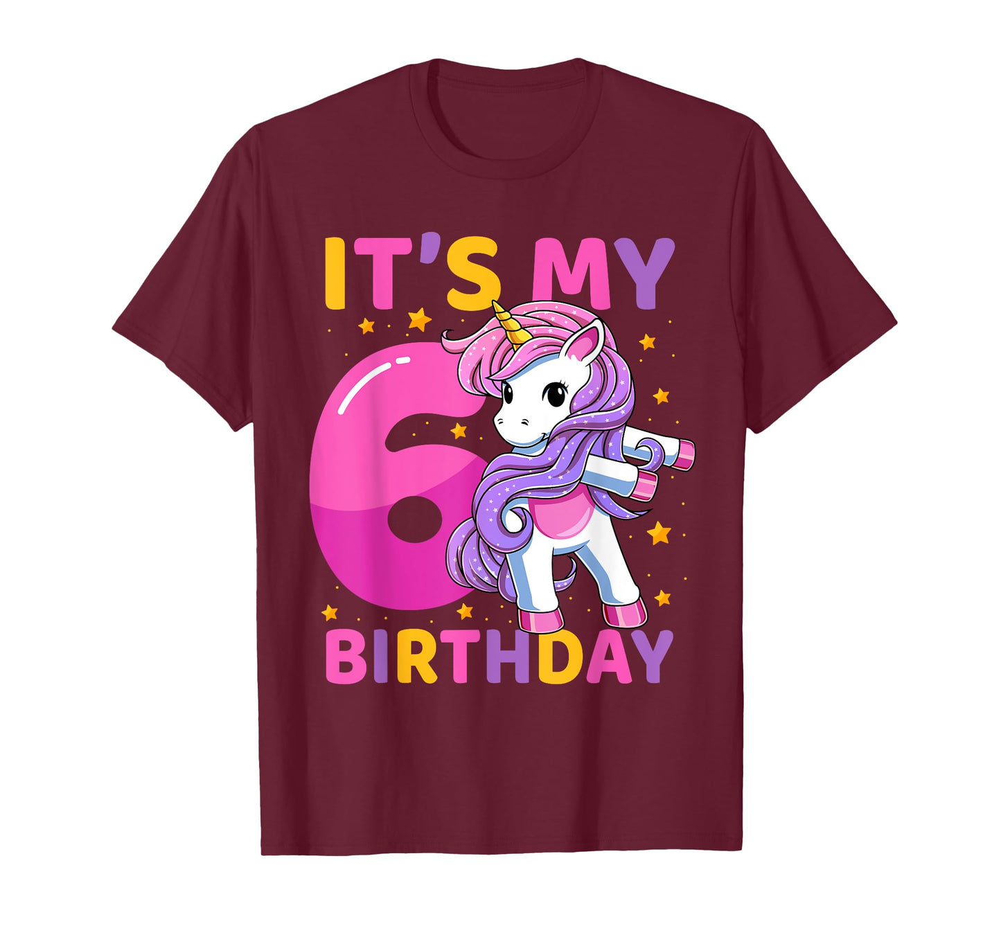 6 Years Old Unicorn Flossing 6th Birthday Party Girls Kids T-Shirt
