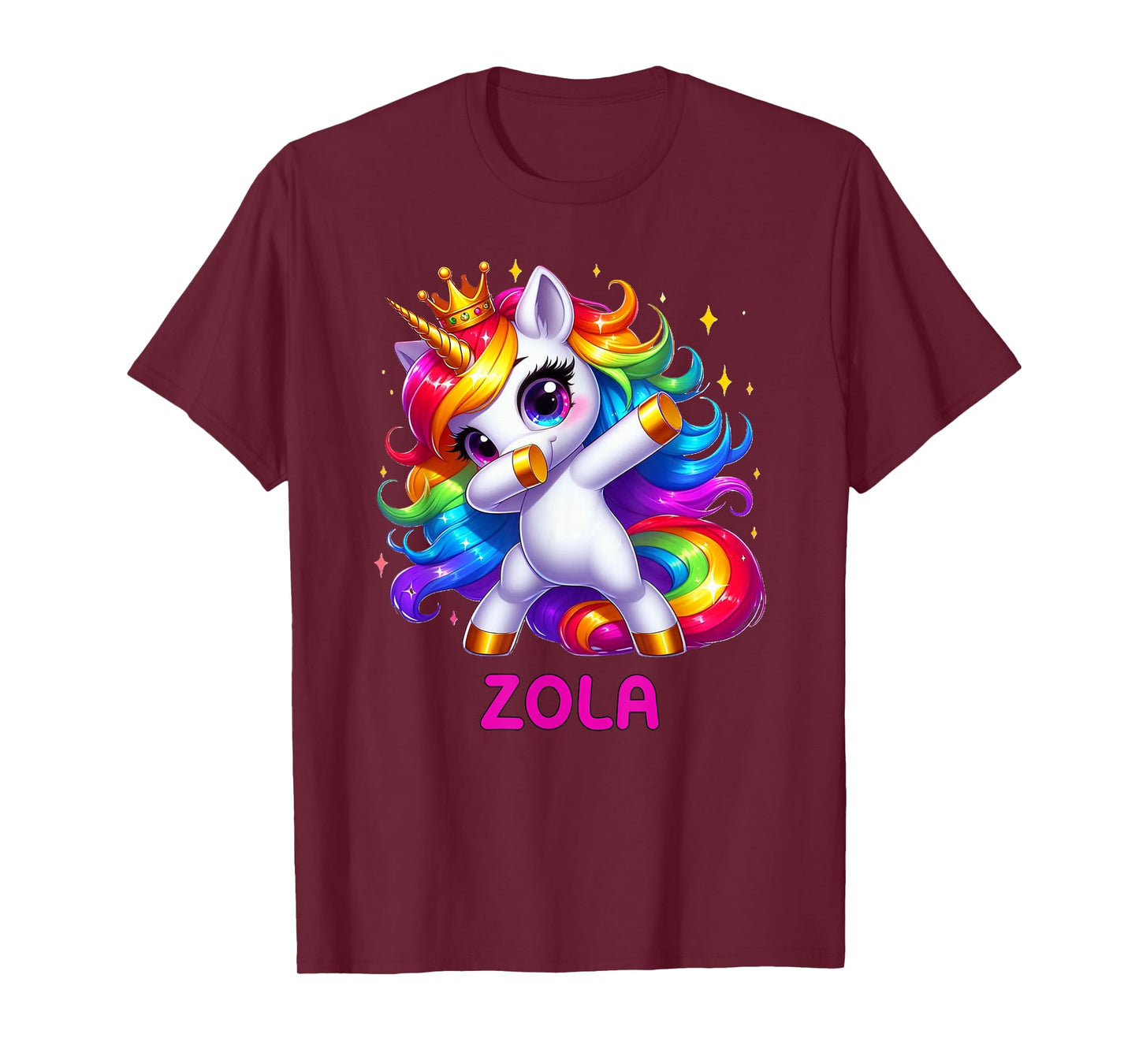 ZOLA Personalized Name Dabbing Unicorn Birthday Queen T-Shirt