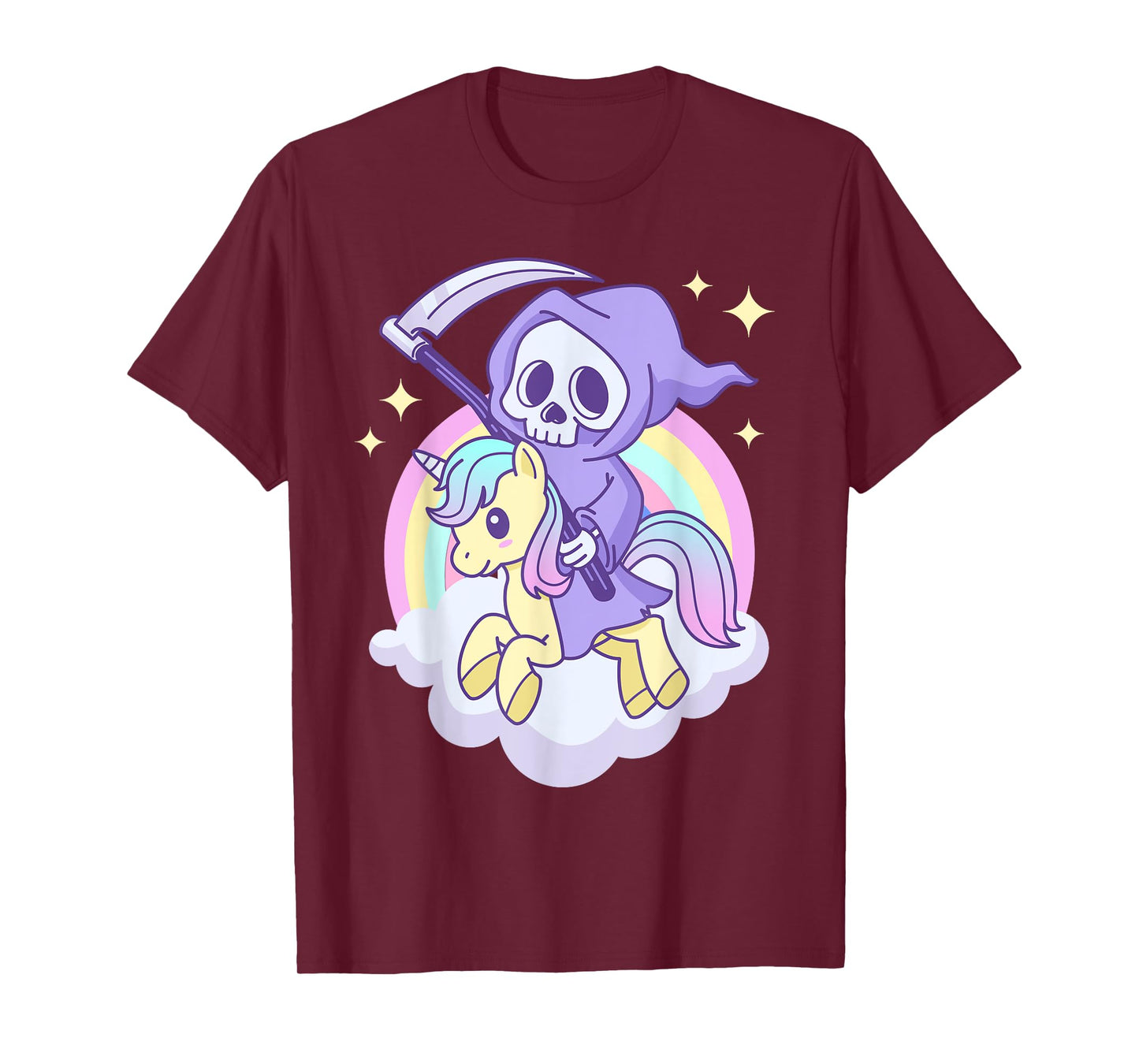 Cute Pastel Goth Grim Reaper on a Unicorn T-Shirt