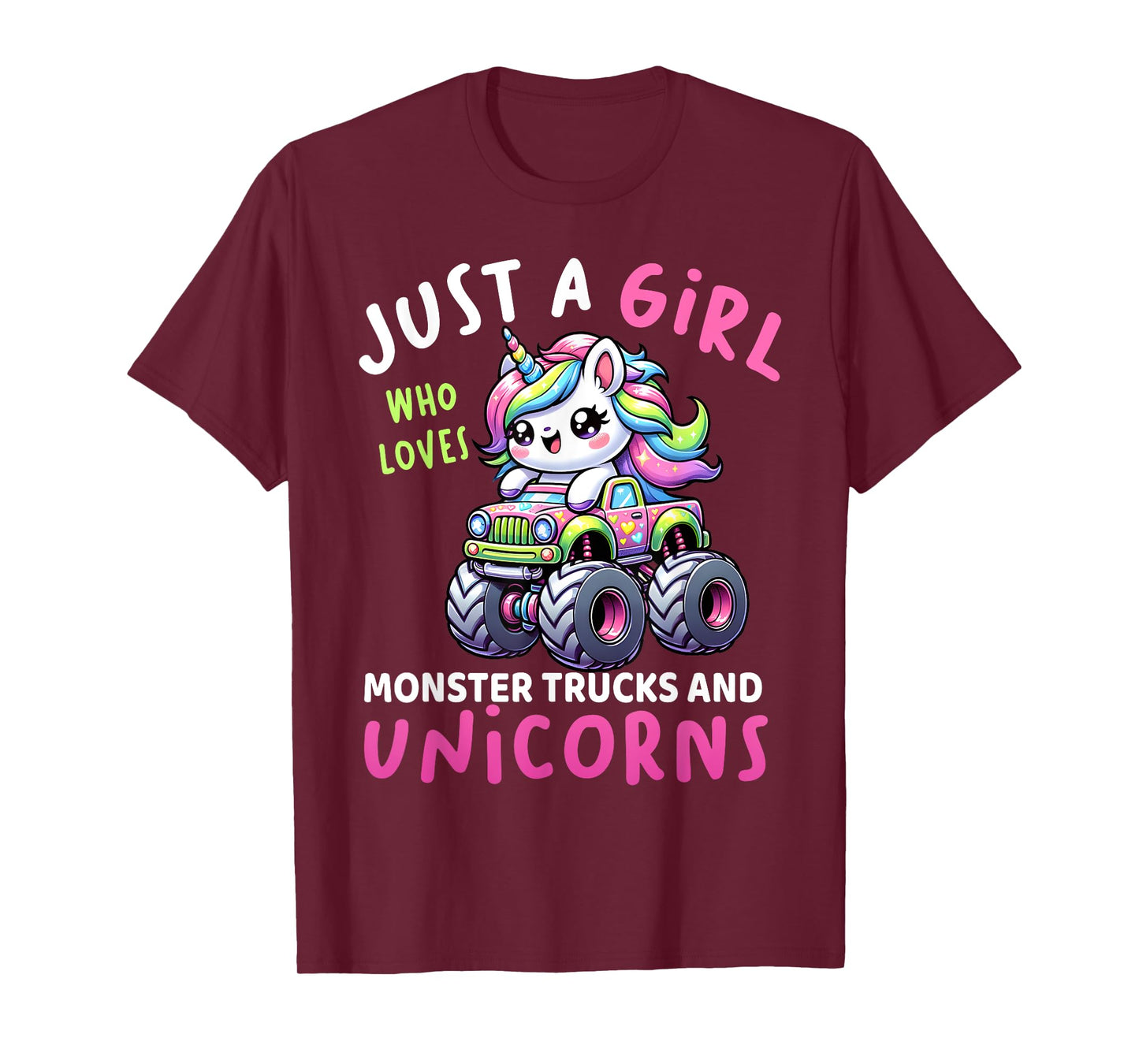 Just A Girl Who Loves Monster Trucks And Unicorns Toddler T-Shirt