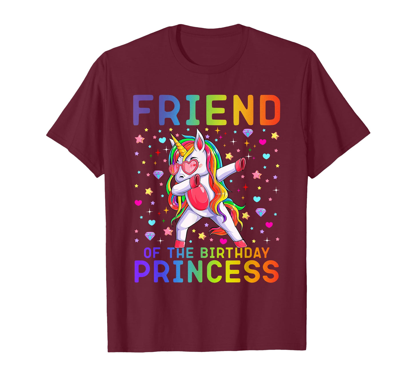 Friend of the Birthday Princess Dabbing Unicorn Rainbow Kids T-Shirt
