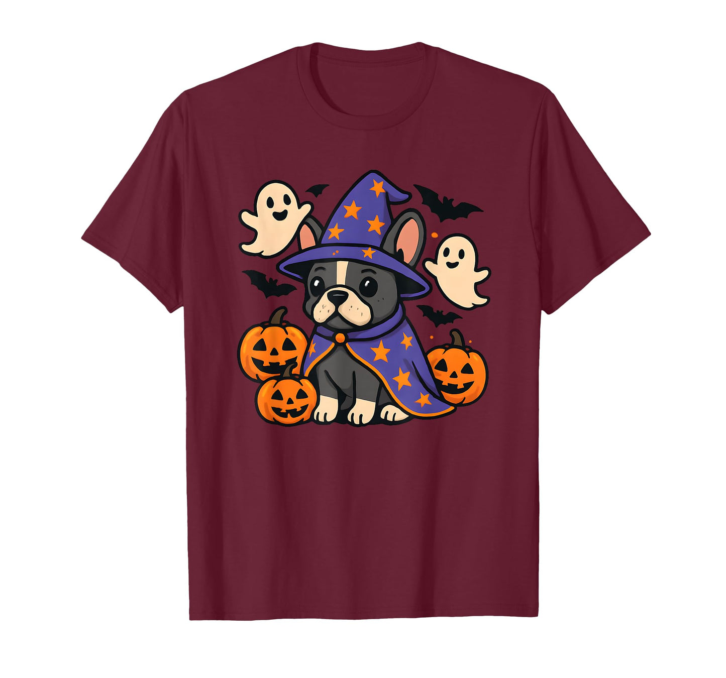 Halloween French Bulldog, Frenchie, Gray, Blue T-Shirt
