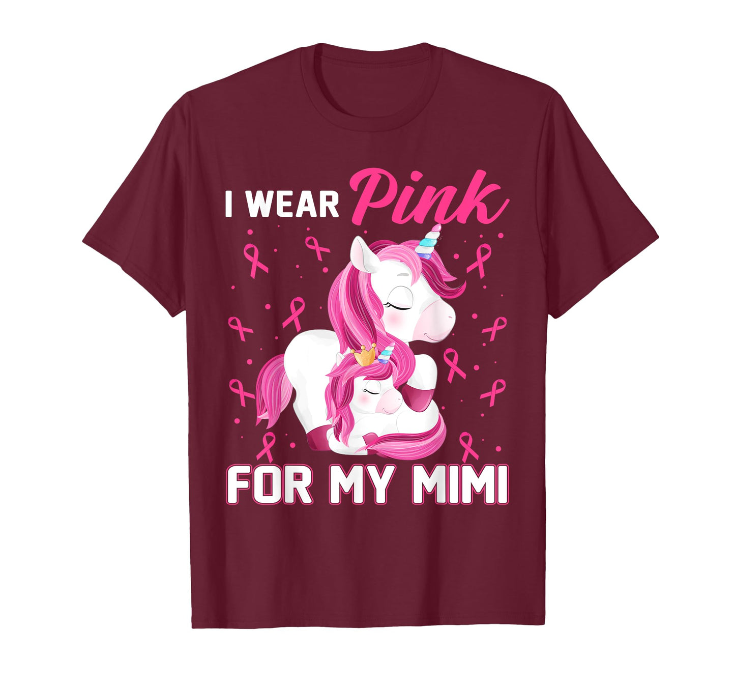I Wear Pink For My Mimi Breast Cancer Awareness Unicorn T-Shirt