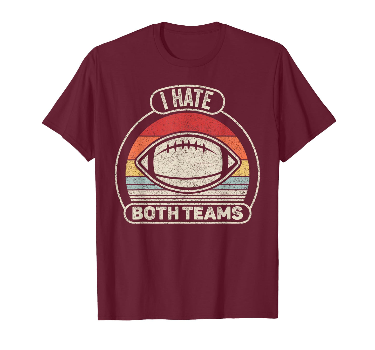Catch Some Rays Vintage Retro I Hate Both Teams T-Shirt - Black - Small - Unisex-Adults - Short Sleeve - Classic Fit - Crew Neck - Retro Sports T-Shirt