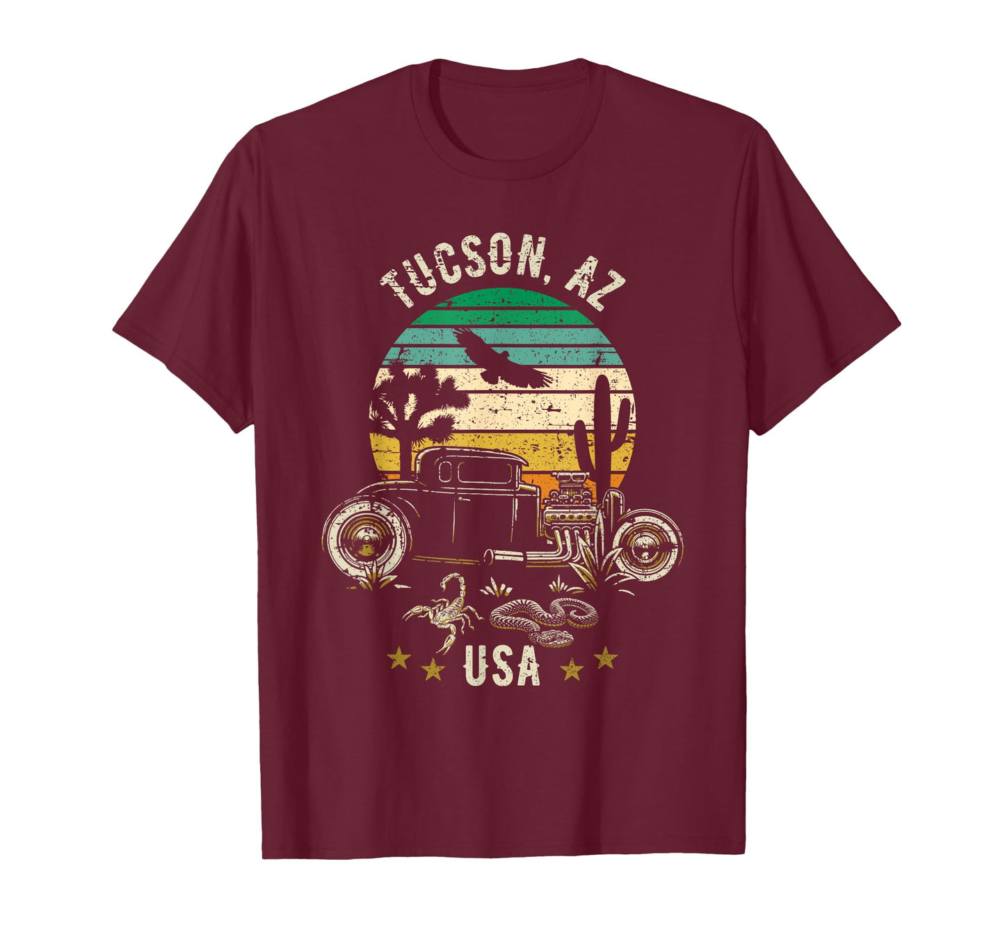 Tucson AZ USA Hotrod Retro Desert Sunset Style Design T-Shirt