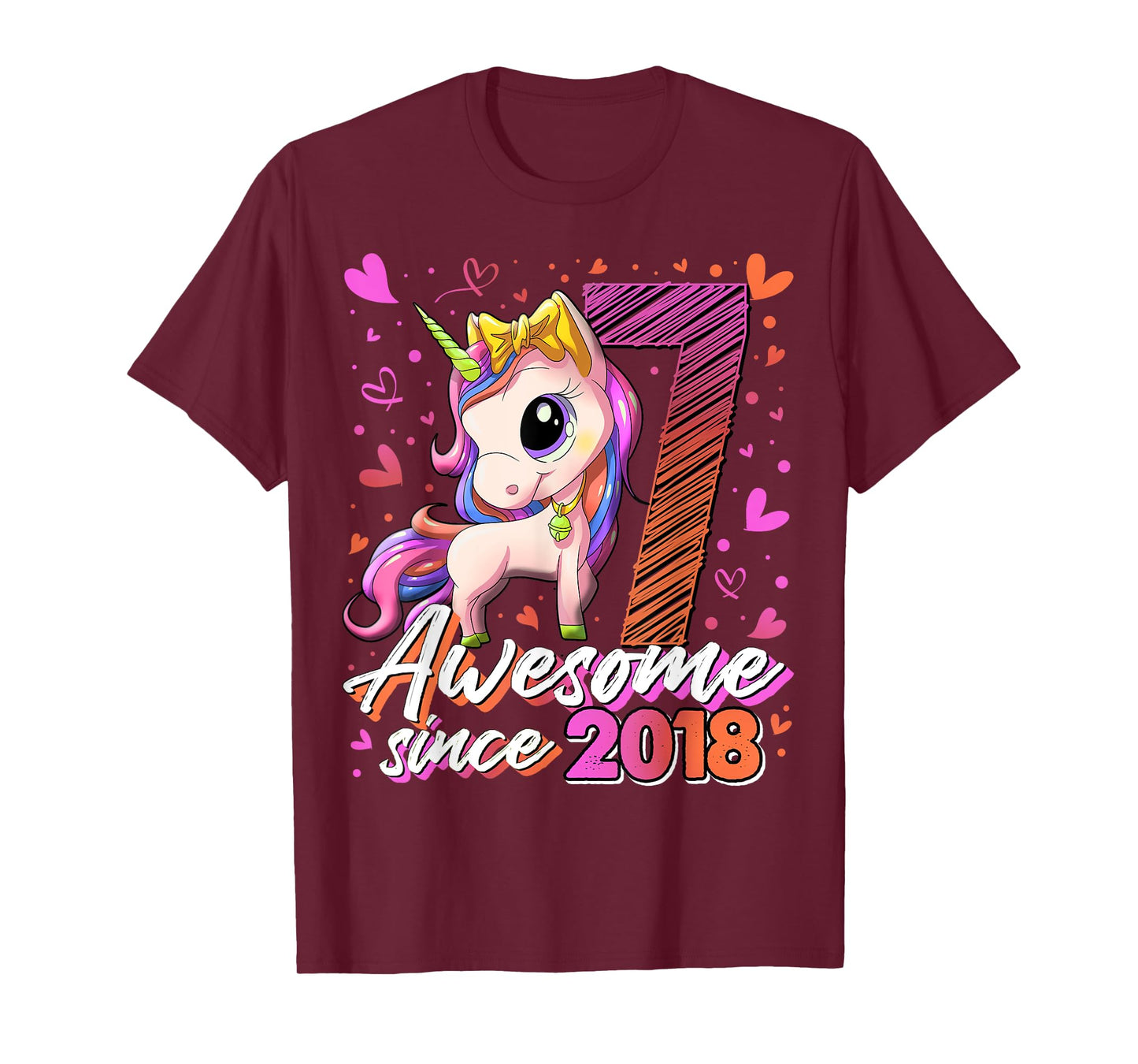 7 Year Old Unicorn Gifts For Girls 7th Birthday Girl Party T-Shirt