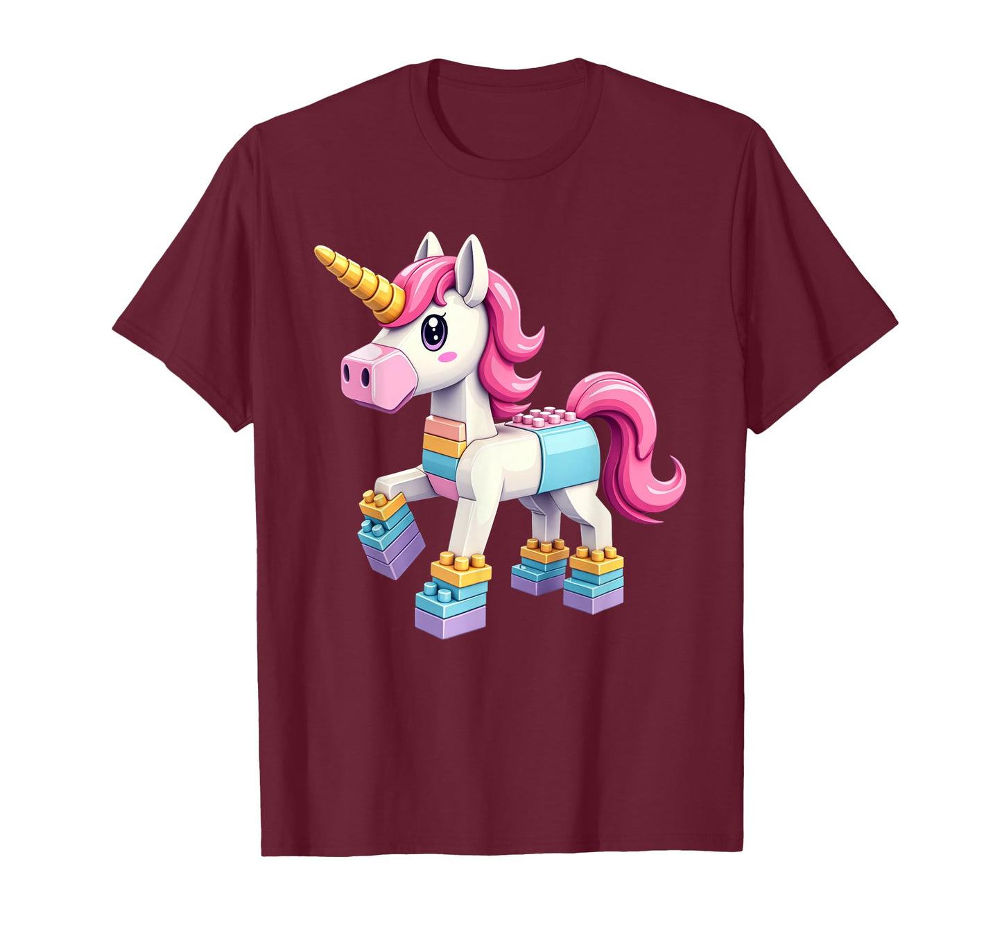 Block Building Unicorn Lover Master Builder Bricks T-Shirt