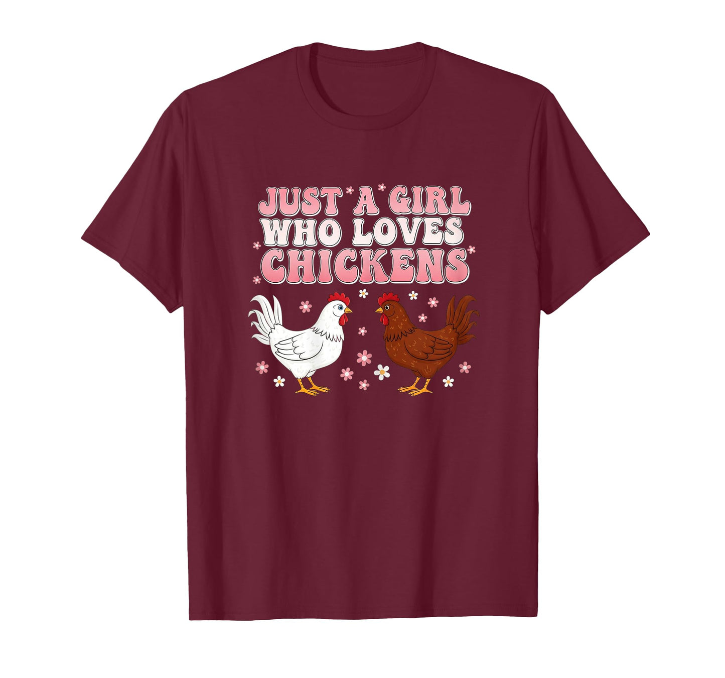 Just A Girl Who Loves Chickens Groovy Chicken Lover Girls T-Shirt
