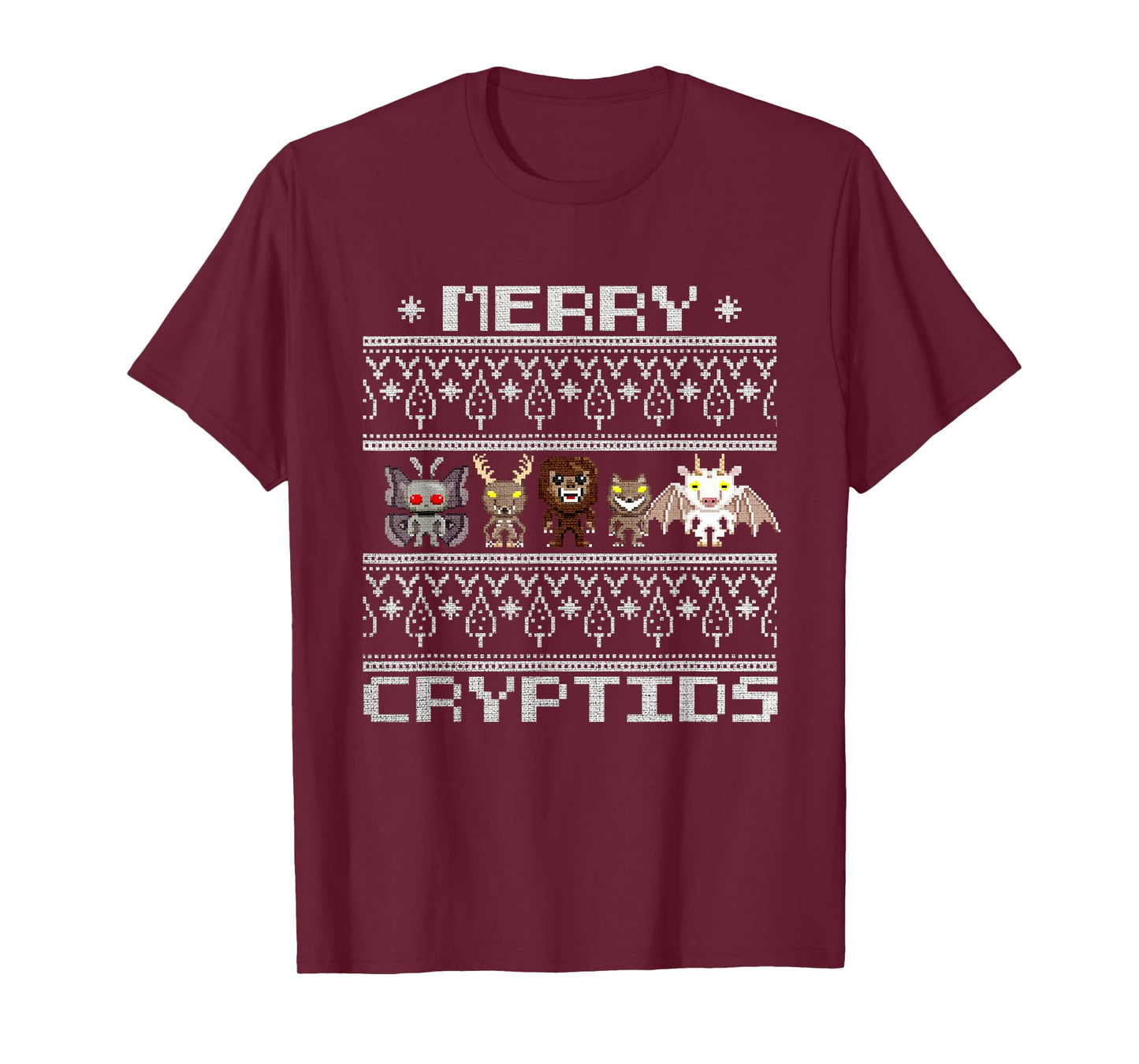Merry Cryptids - Ugly Christmas Bigfoot, Mothman, Wendigo T-Shirt