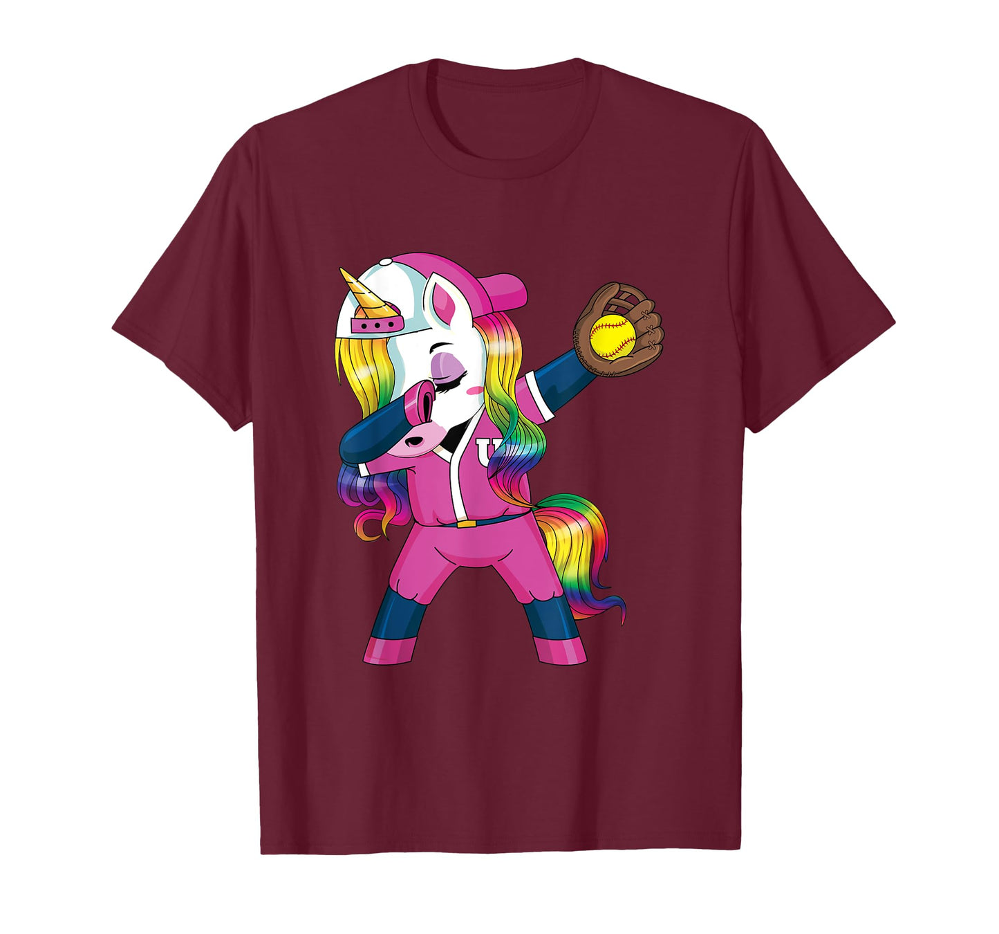 Dabbing Unicorn Softball Gift Girls Women T-Shirt