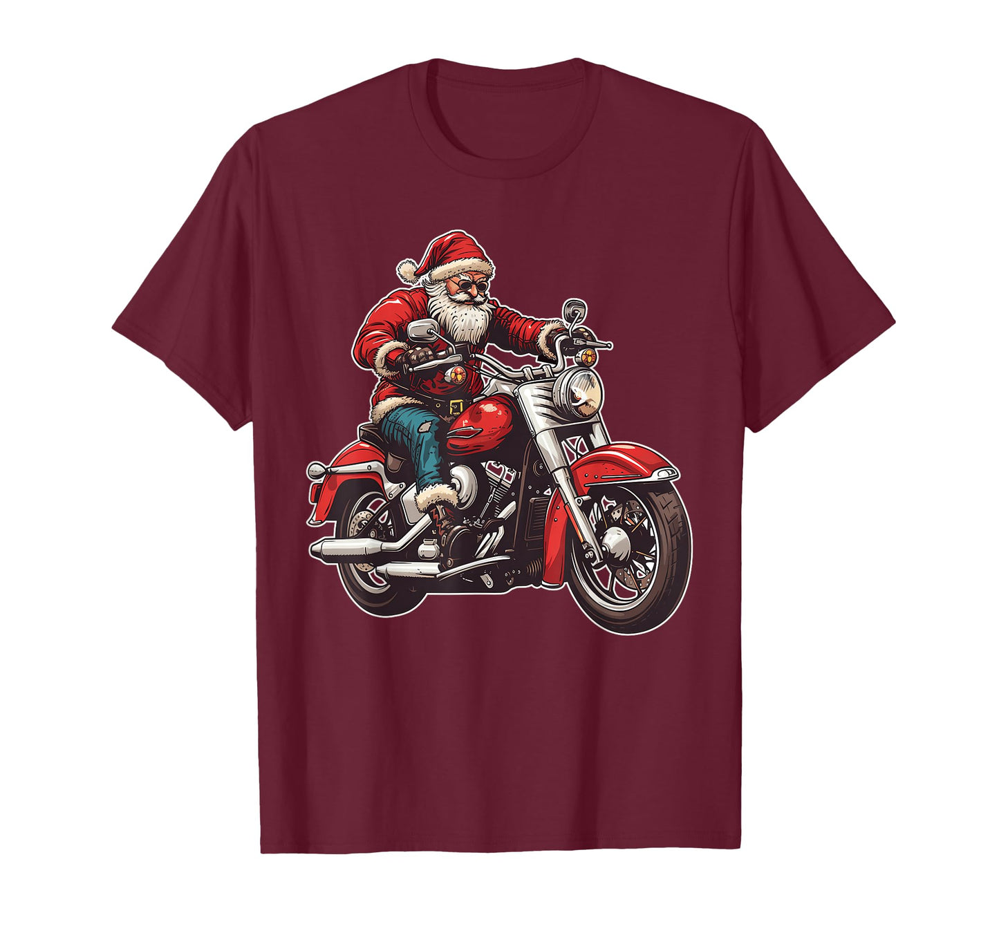 Santa Biker Motorcycle Christmas Pajama Toddler Kids Boys T-Shirt