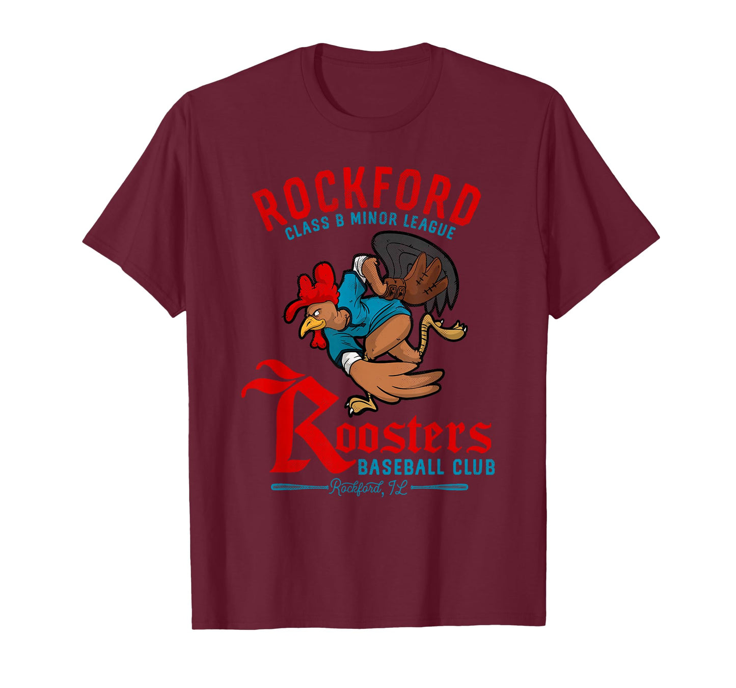 Rockford Roosters Retro Minor League Baseball Team T-Shirt