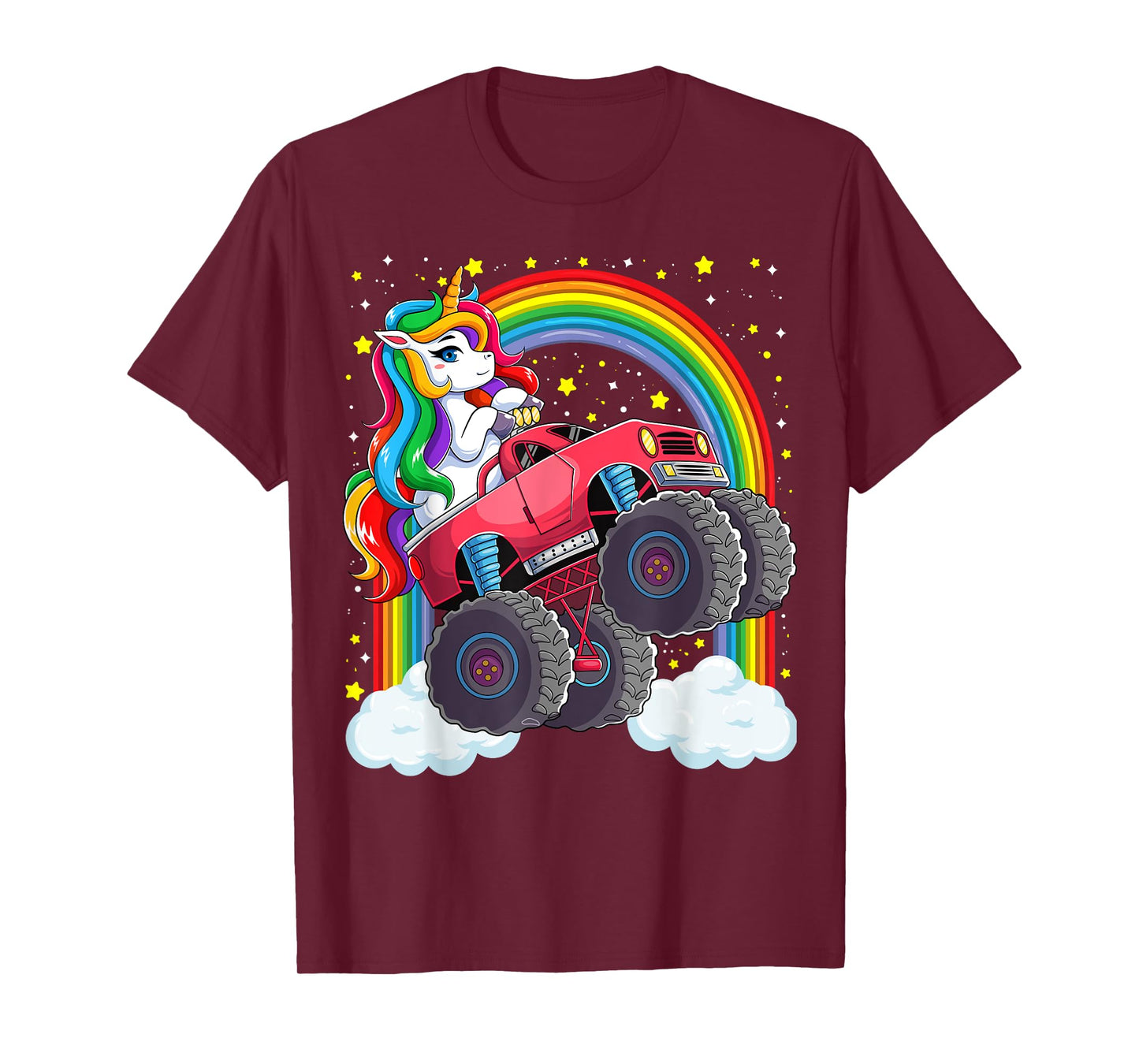Cute Monster Truck Unicorn Magical Rainbow Kids Girls Party T-Shirt