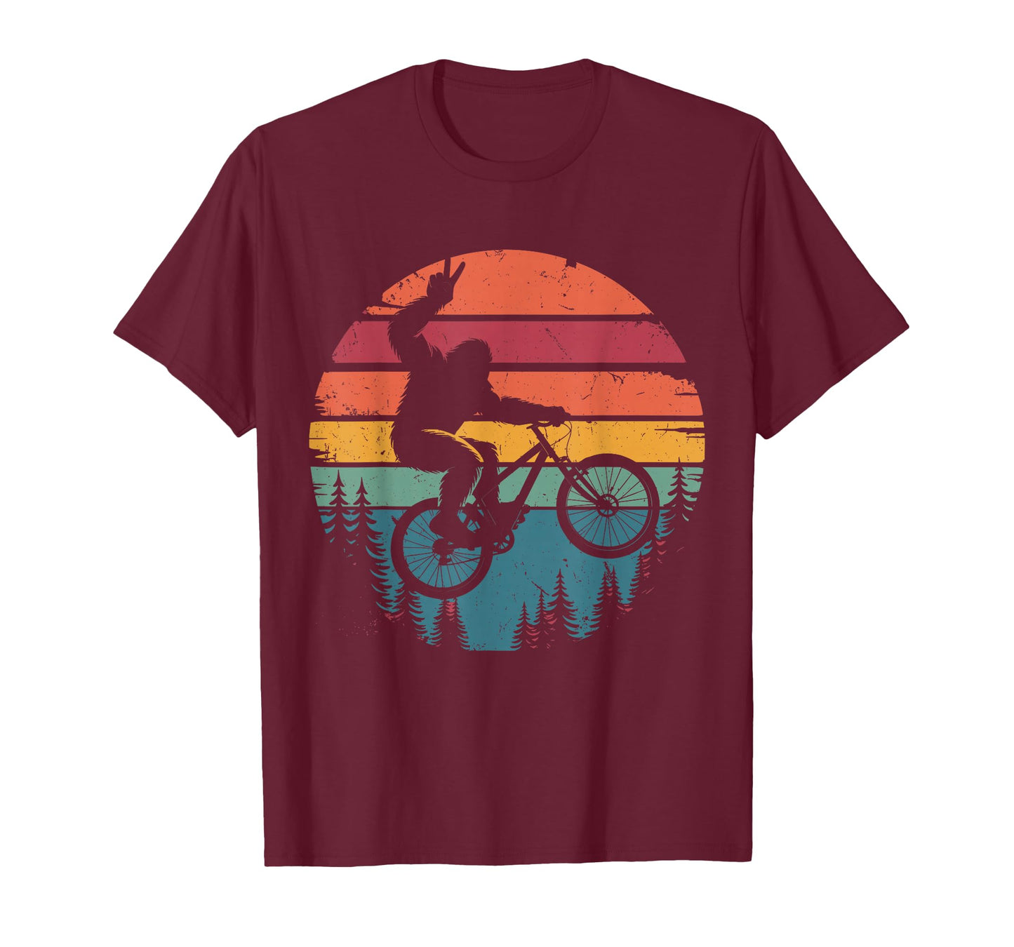 Retro Vintage Bigfoot Mountain Bike Funny Sasquatch Biking T-Shirt