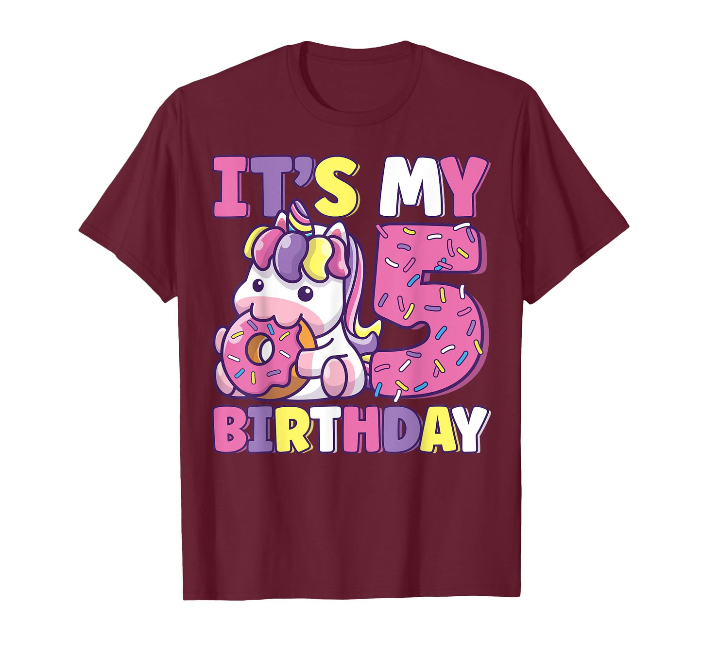 It's My 5th Birthday Party Cute Girls Donut Birthday Unicorn T-Shirt