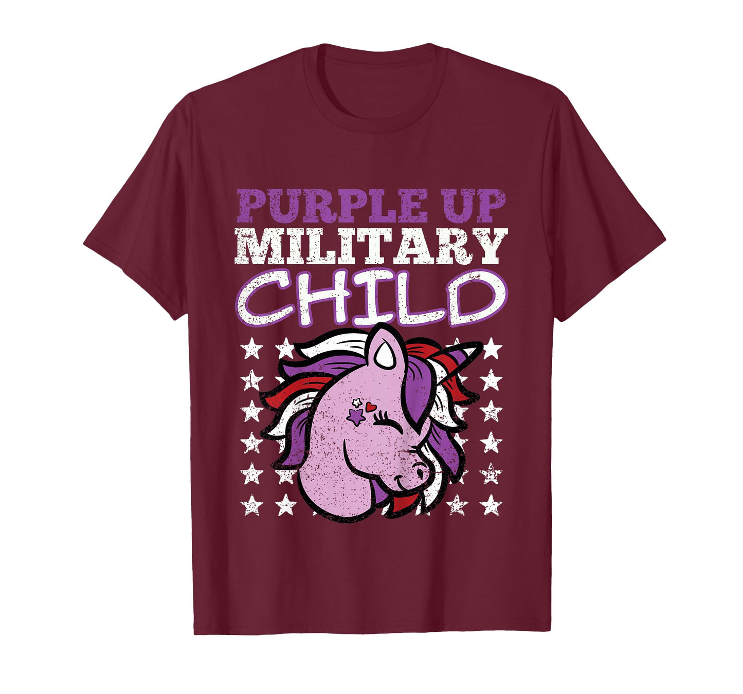 Purple Up Military Child Unicorn Army Soldier Girls Kids T-Shirt
