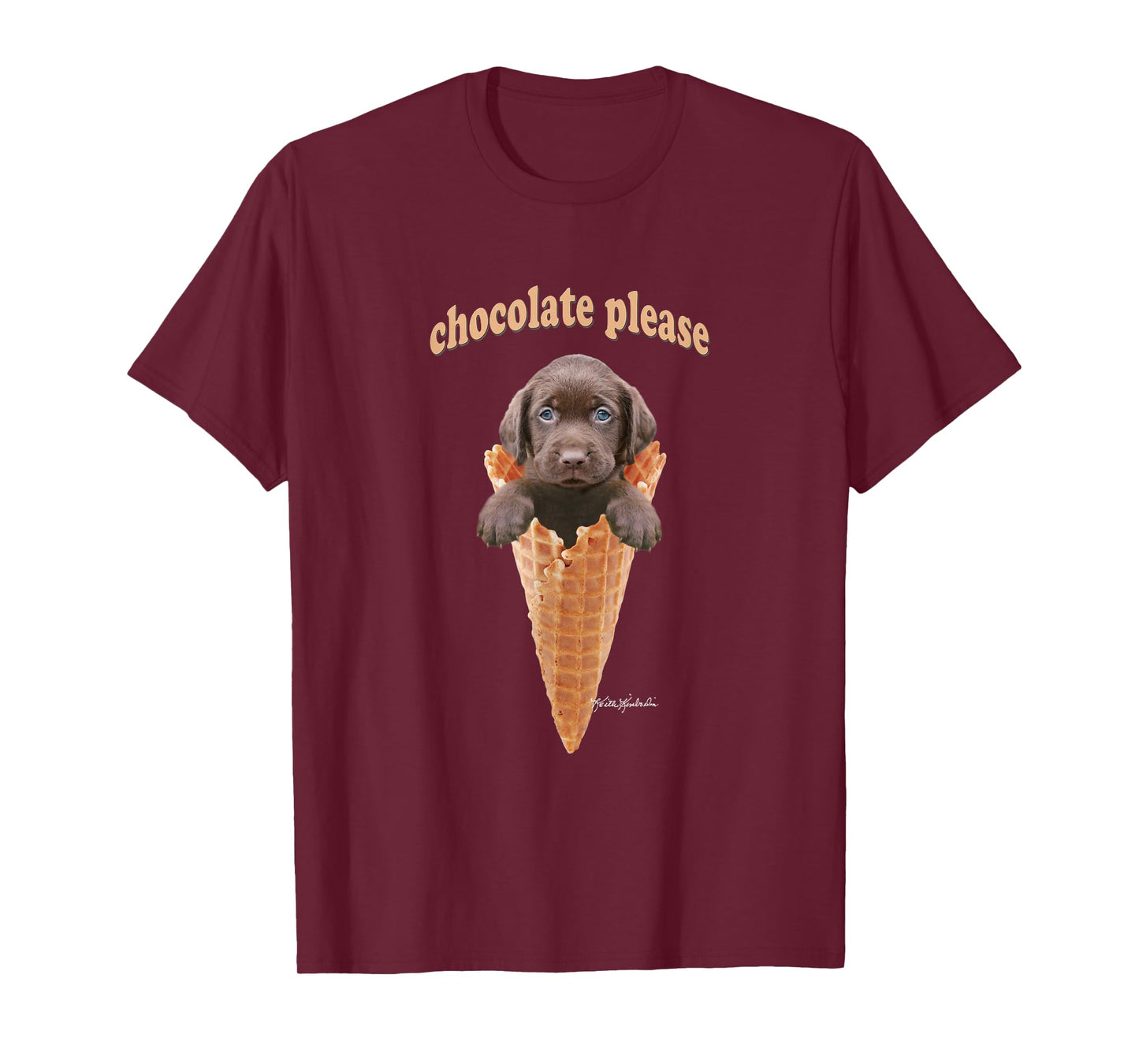 Chocolate Lab Waffle Cone Ice Cream T-Shirt Cute Puppy Tee T-Shirt