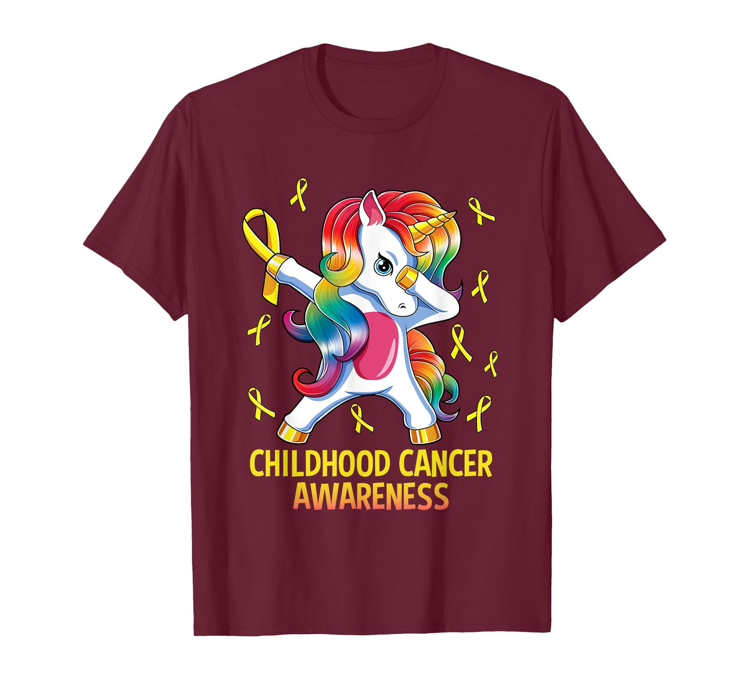 Dabbing Unicorn Childhood Cancer Awareness T-Shirt