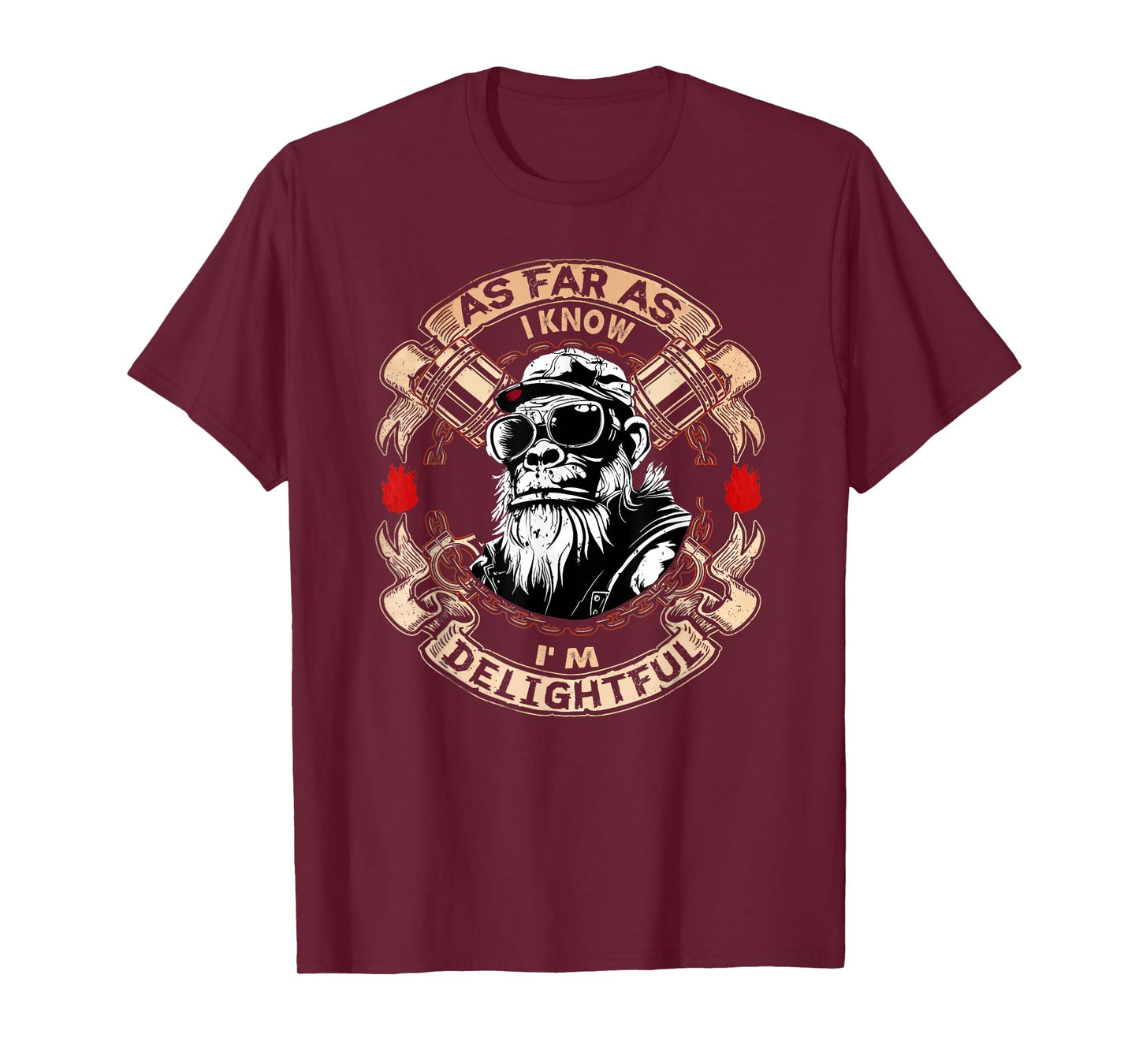 As Far As I Know I'm Delightful Funny Monkey Saying Quote T-Shirt