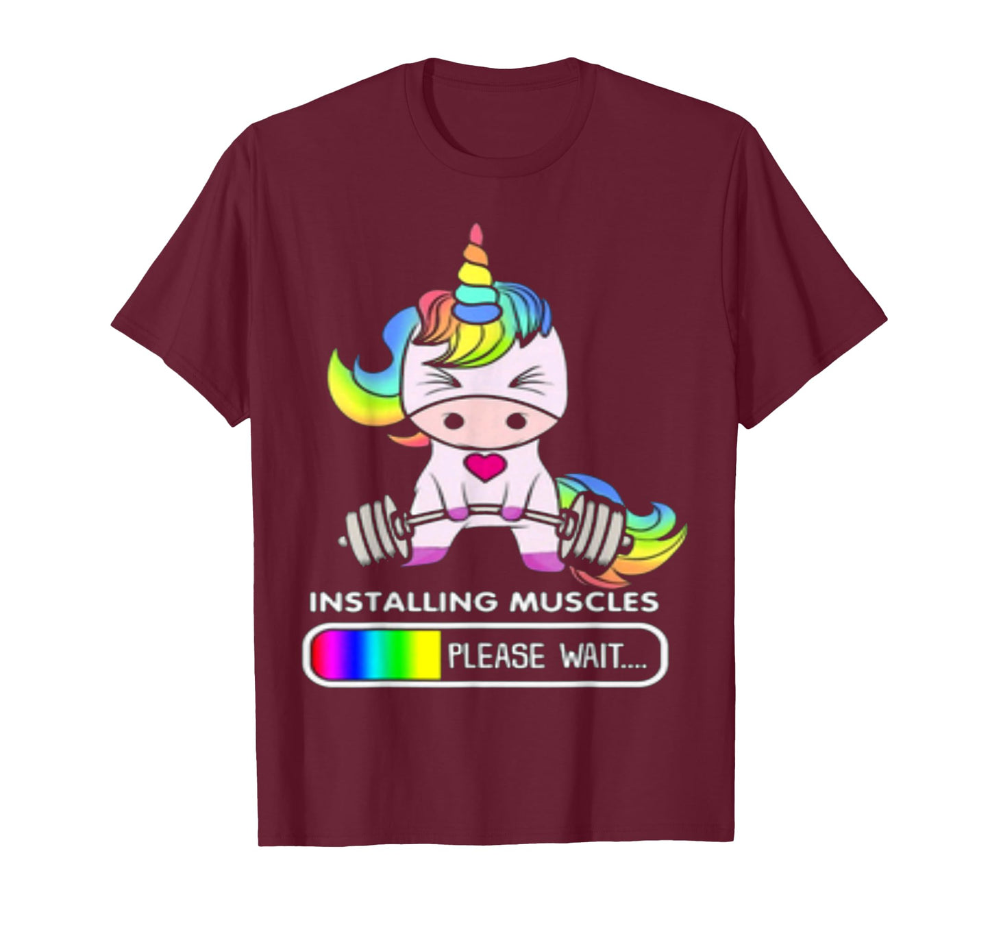 Installing Muscles Please Wait Funny Unicorn T-Shirt