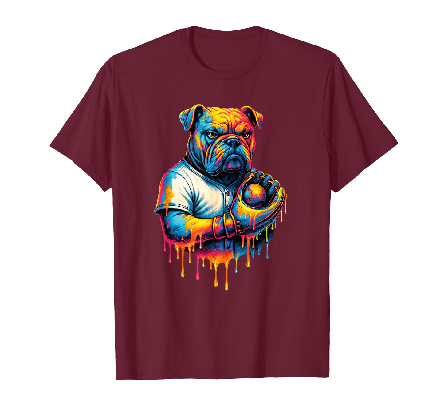 Baseball Drip Boys Girl Cool Ice Cream Drip Bulldog Baseball T-Shirt