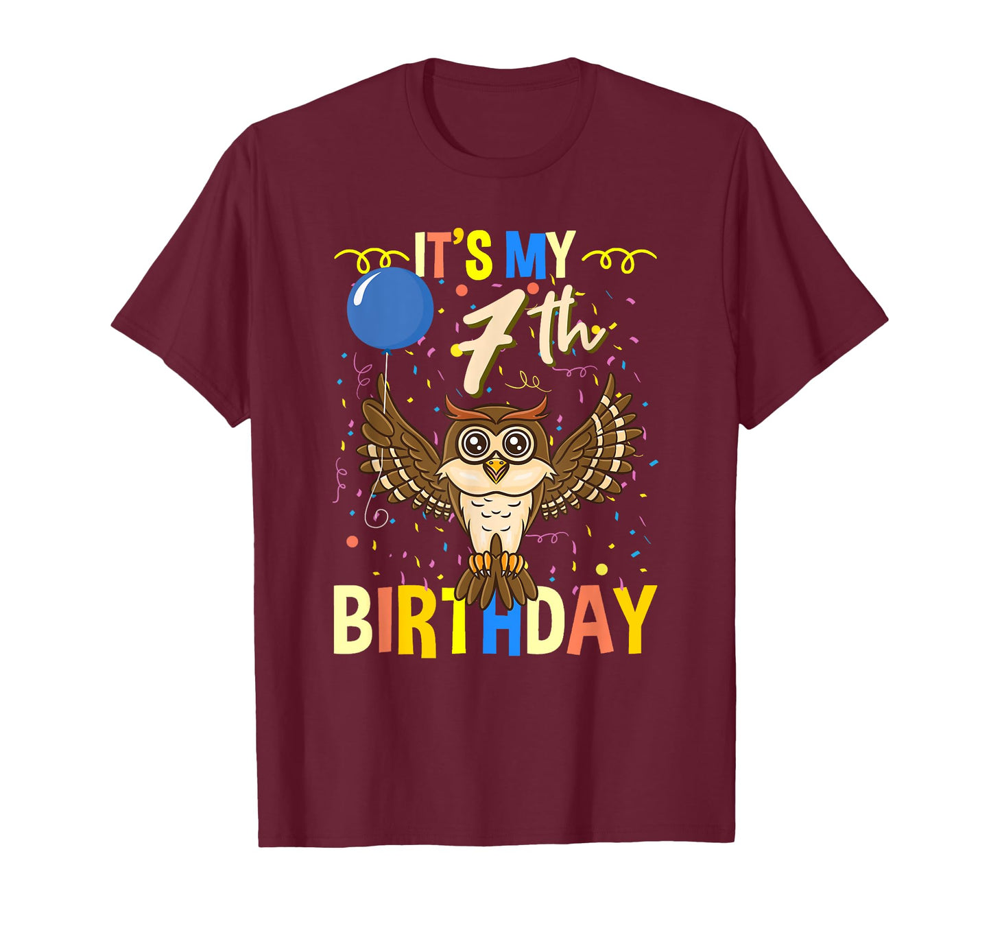 Its My 7th Birthday Owl Bird T-Shirt