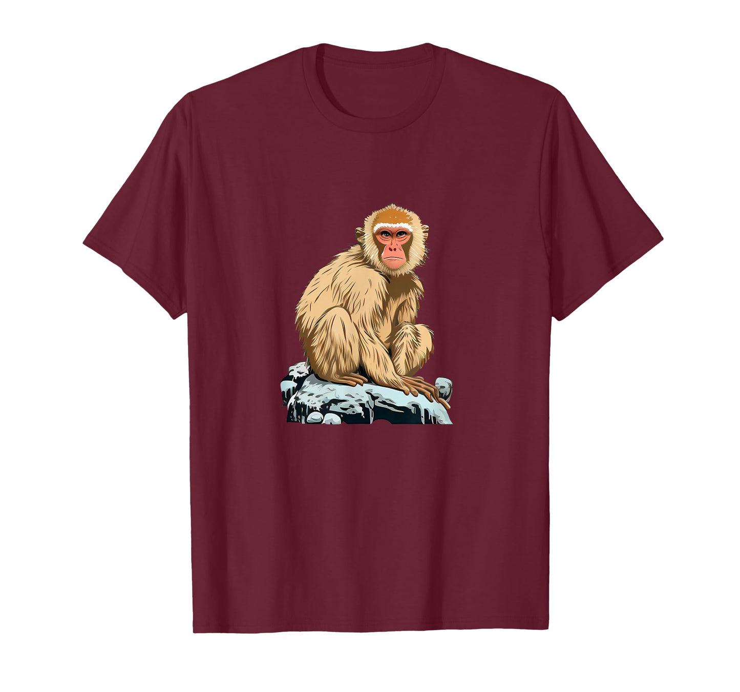 Funny cute japanese Monkey loves Snow T-Shirt