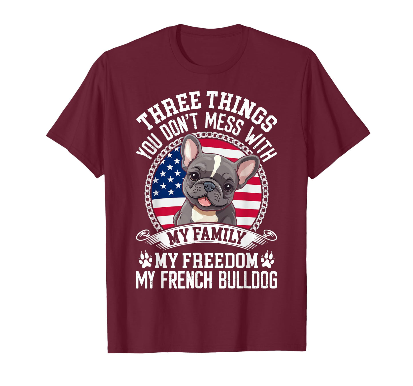 Patriotic French Bulldog American Flag Dog Paw 4th Of July Men Women Kids T-Shirt