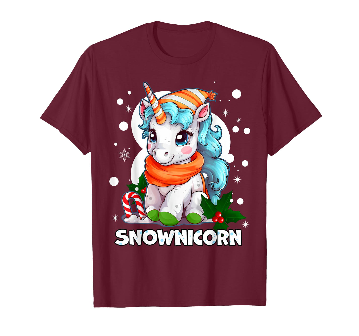 Snownicorn Cute Unicorn Snowman Christmas Girl T-Shirt